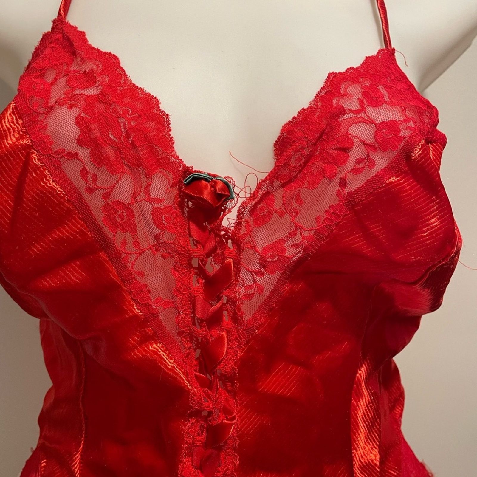 Vintage Shirley of Hollywood Vintage Women's Medium Red Lace Teddy Size ONE SIZE - 5 Thumbnail