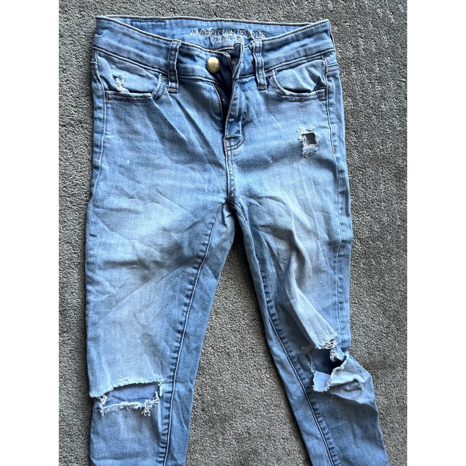 American Eagle Outfitters American Eagle Blue Jegging Pants Next Level Stretch Size 0 Reg Distres Denim Women's Size 25" / US 0 / IT 36 - 2 Thumbnail