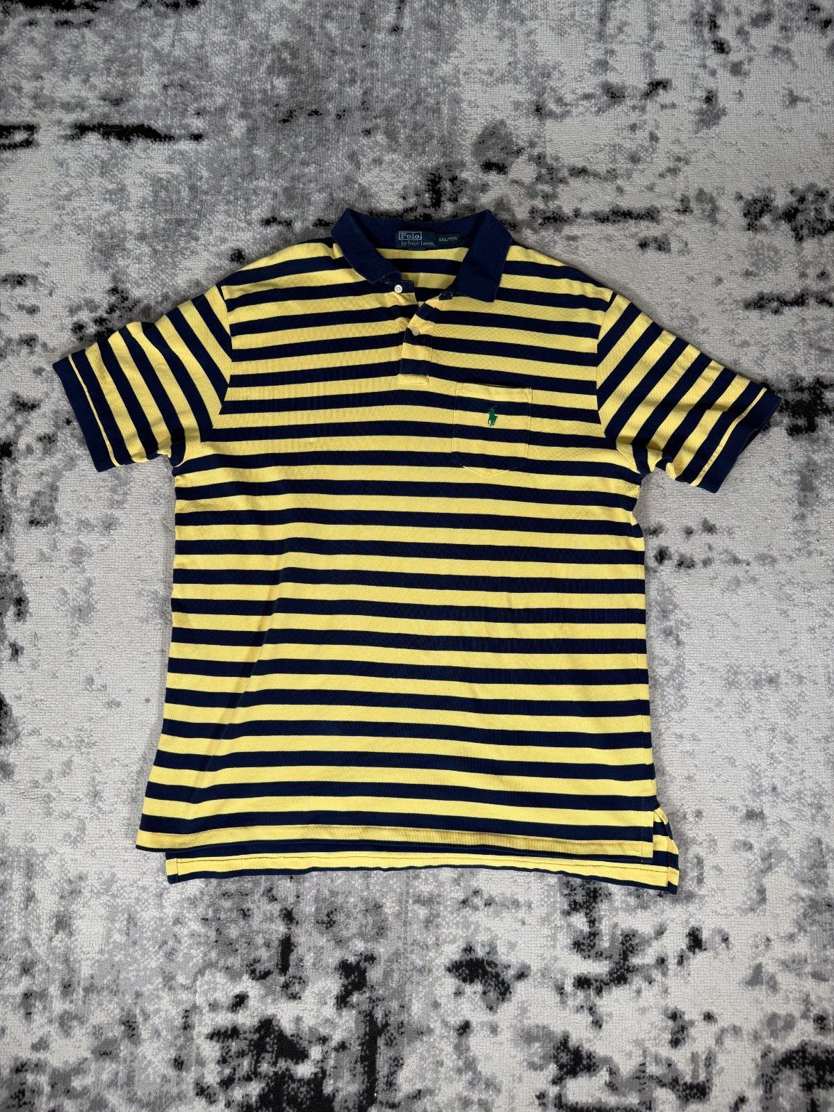 Polo Ralph Lauren Vintage Polo Ralph Lauren Yellow Blue Stripped Polo Shirt Size US XXL / EU 58 / 5 - 1 Thumbnail