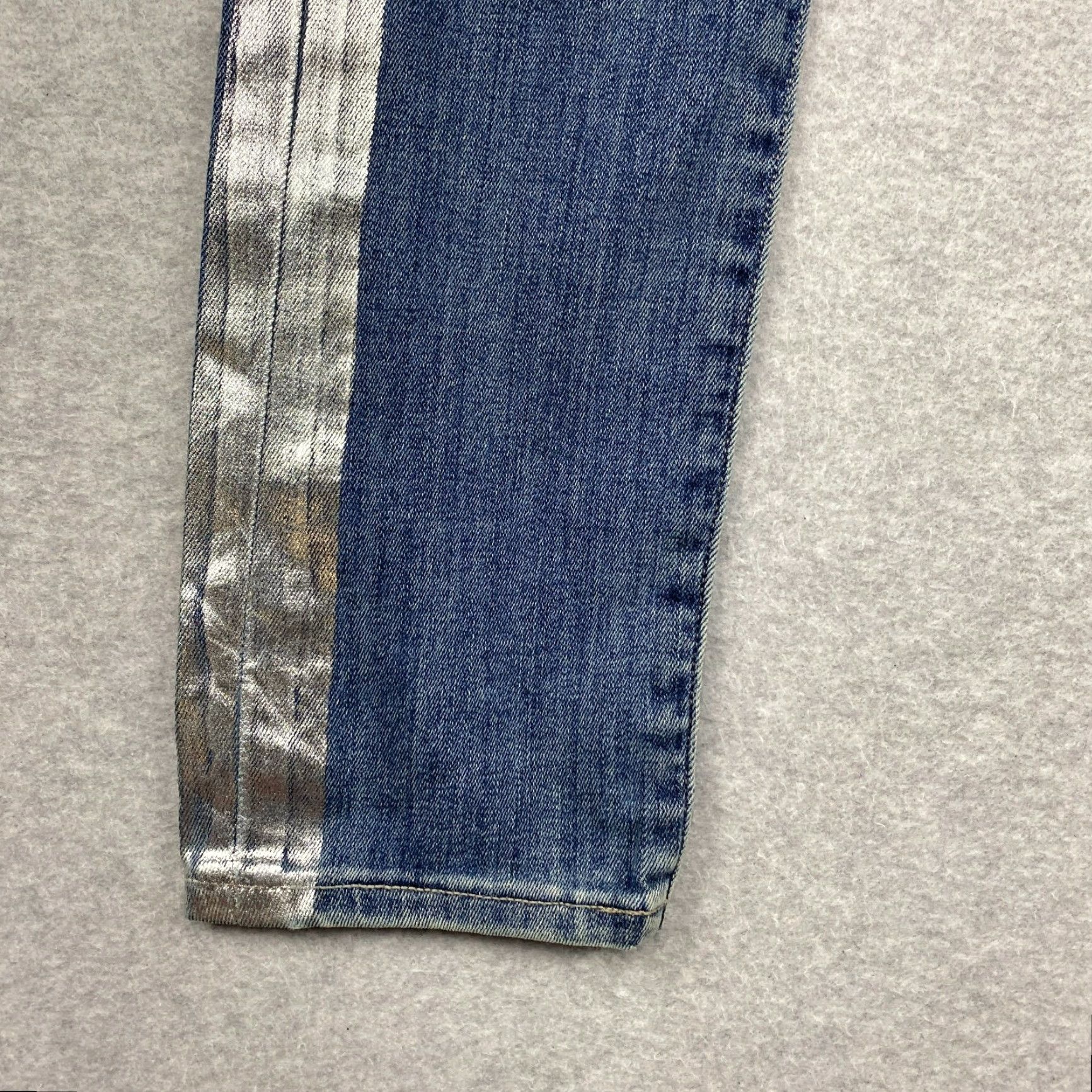 Lucky Brand Lucky Brand Lolita Skinny Jeans Womens 00 / 24 Blue Mid Rise Silver Side Stripe Denim 5-Pocket Stretch Distressed Modern Female Jeans Size 24" / US 00 / IT 34 - 4 Thumbnail