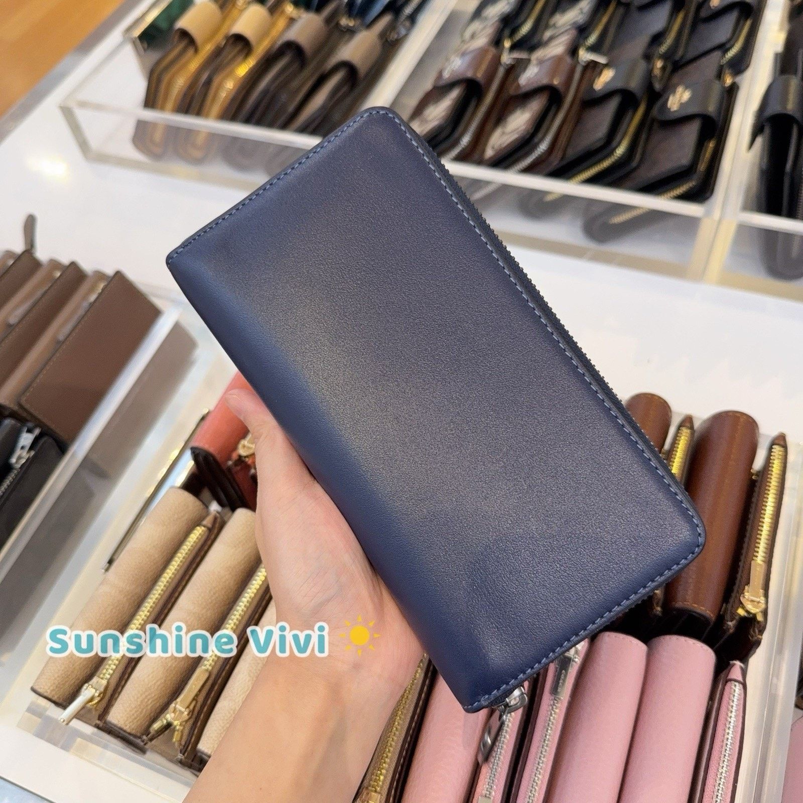 Coach NWT Coach Long Zip Wallet Calf Leather CR623 True Navy Size ONE SIZE - 3 Thumbnail