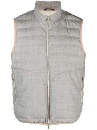 Brunello Cucinelli o1gr1nt0525 Padded Wool Gilet in Pearl Grey Size US XXL / EU 58 / 5 - 1 Thumbnail