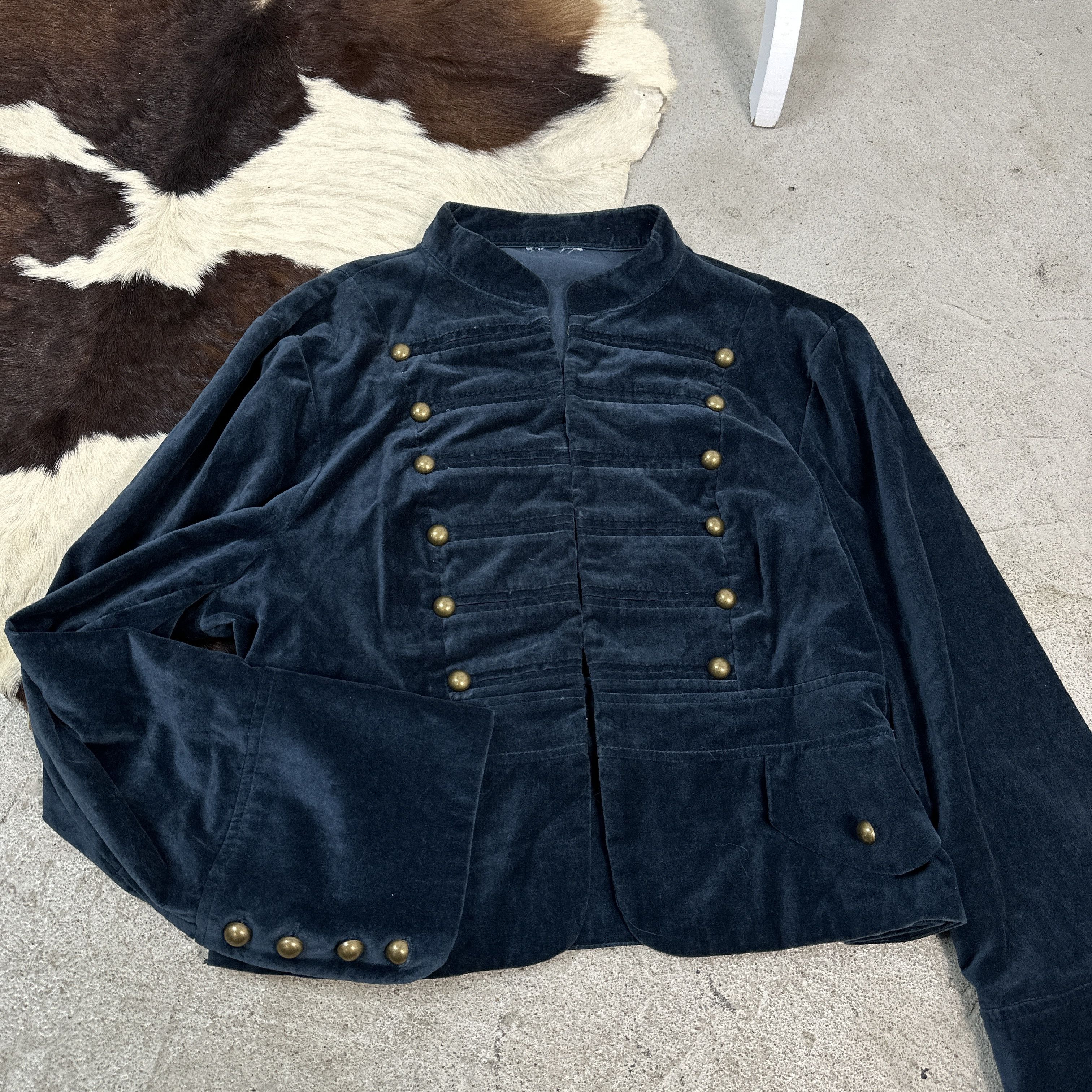 Vintage Velvet Military Styled Avant-Garde Jacket Size M / US 6-8 / IT 42-44 - 3 Thumbnail
