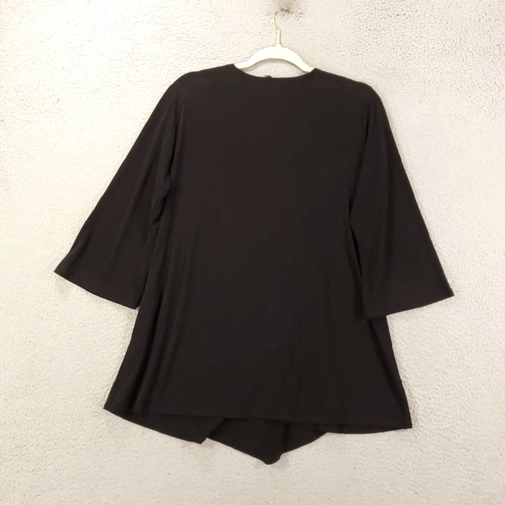 Vintage Clara Sun Woo Blouse Womens Large Black V-Neck Faux Wrap Draped Ruched Top Size L / US 10 / IT 46 - 7 Thumbnail