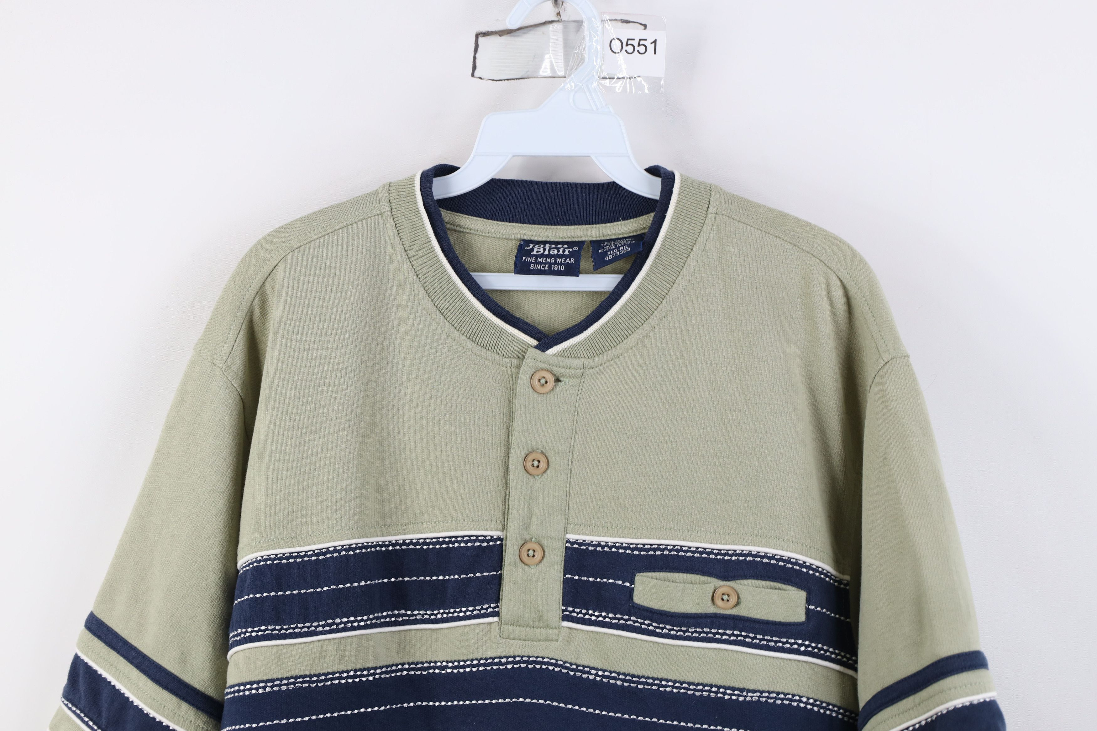 Vintage Vintage 90s Streetwear Block Ribbed Knit Henley T-Shirt Size US XL / EU 56 / 4 - 2 Thumbnail