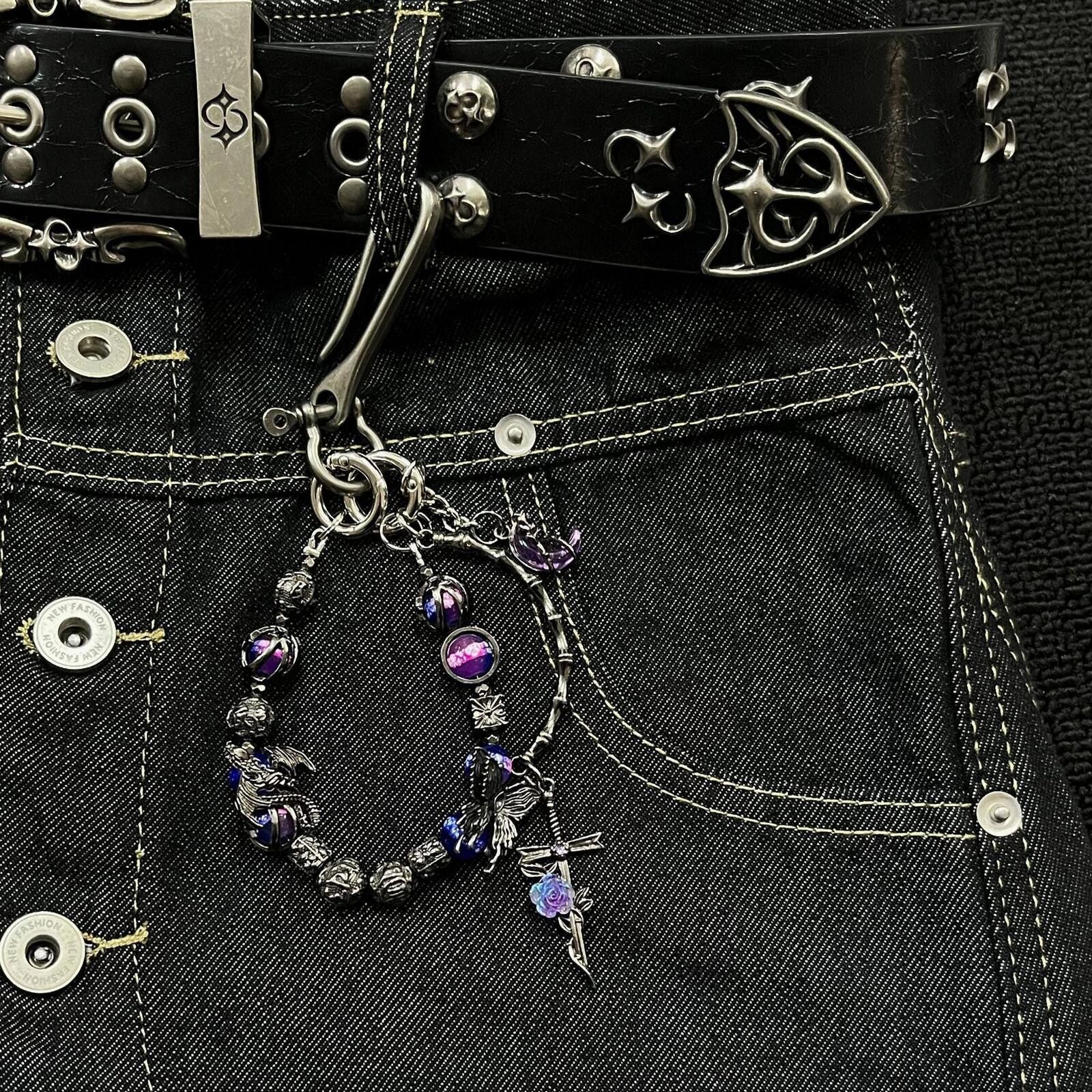 Other Purple Rose Cross Short Chain | Dark Punk Hanging Accessory Size ONE SIZE - 4 Thumbnail