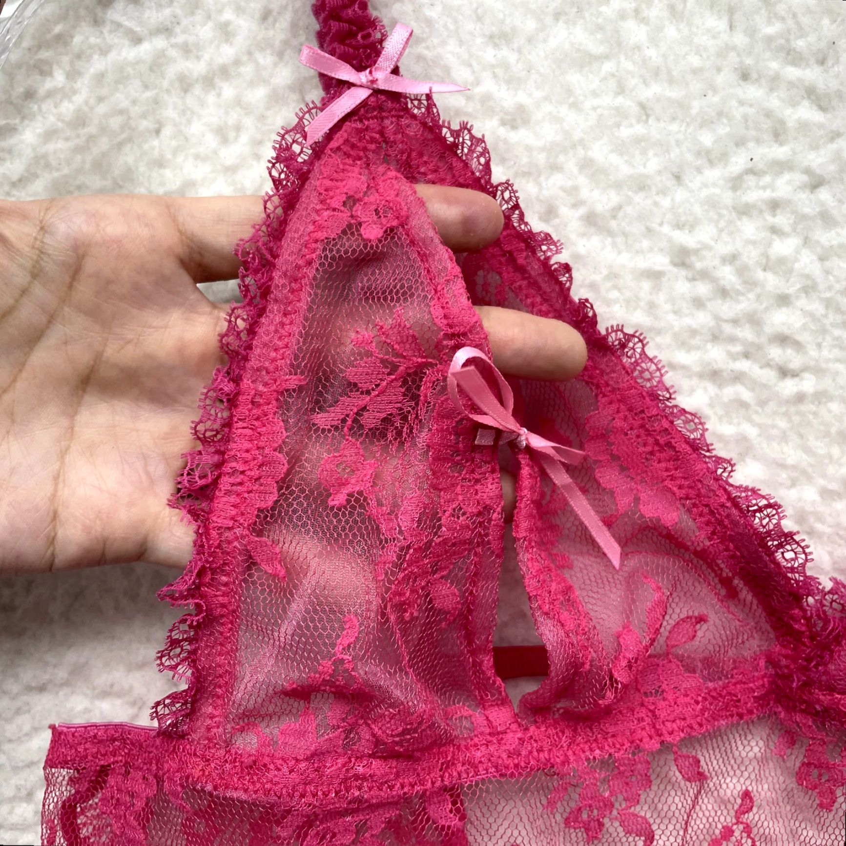 Victoria's Secret VINTAGE Victoria's Secret Slip Dress M Pink Lace Sheer Nipple Slit Sexy Size M / US 6-8 / IT 42-44 - 6 Thumbnail