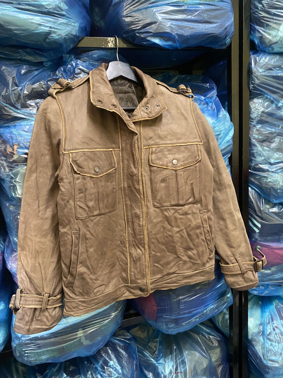 Other Fruitcake Brown Vintage Pigskin Leather Jacket Epaulettes Size US XS / EU 42 / 0 - 3 Thumbnail