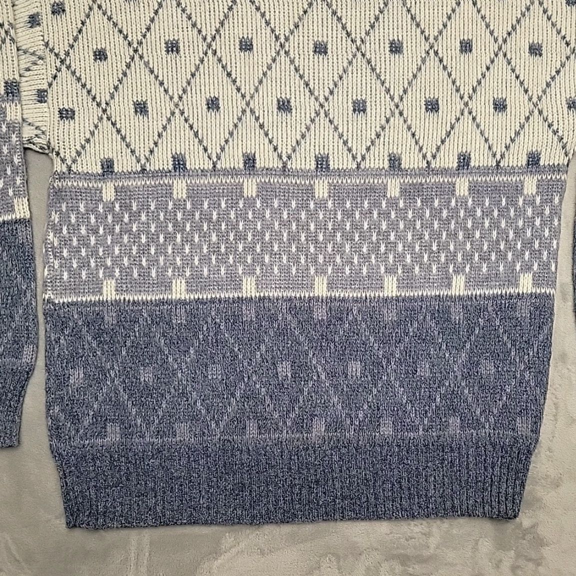 London Fog VINTAGE London Fog Sweater Mens L Blue White Geometric Knit Grandpa Made USA Vintage Size US L / EU 52-54 / 3 - 2 Thumbnail