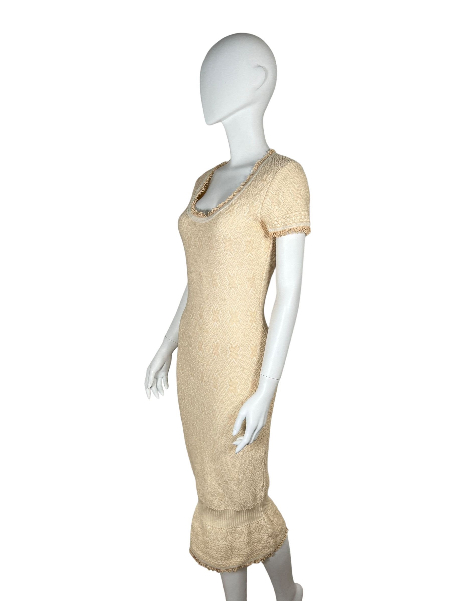 Dior Christian Dior 1999 Beige Textured Knit Dress Size S / US 4 / IT 40 - 2 Thumbnail