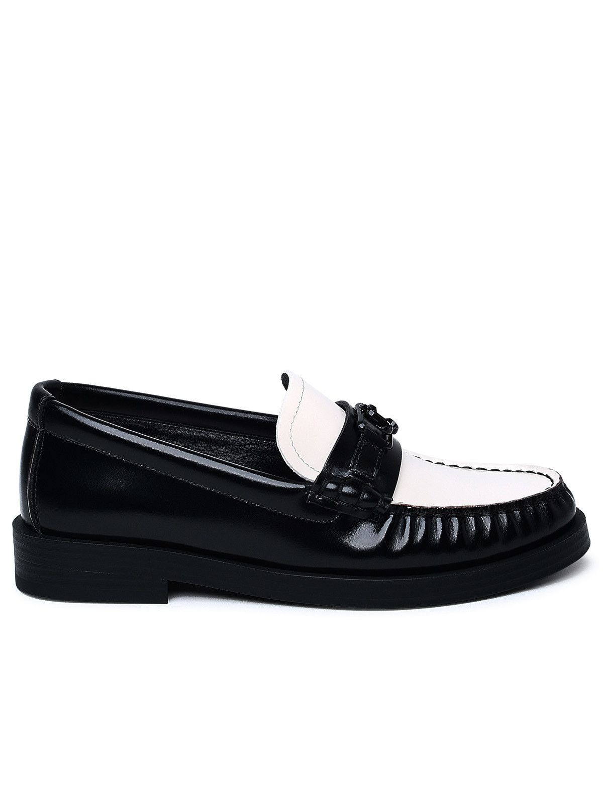 image of Jimmy Choo Two-Tone Leather Loafers in Black, Women's (Size 8)
