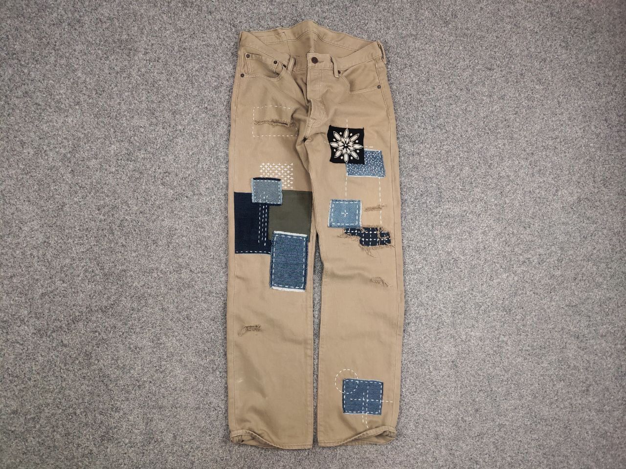 Levi's Vintage Levis 501 sashiko patchworks Jeans Kapital Style Size US 33 - 8 Thumbnail