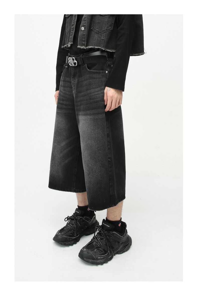 Japanese Brand × Jean Loose wide-leg vintage distressed flared denim shorts Size US 32 / EU 48 - 4 Thumbnail
