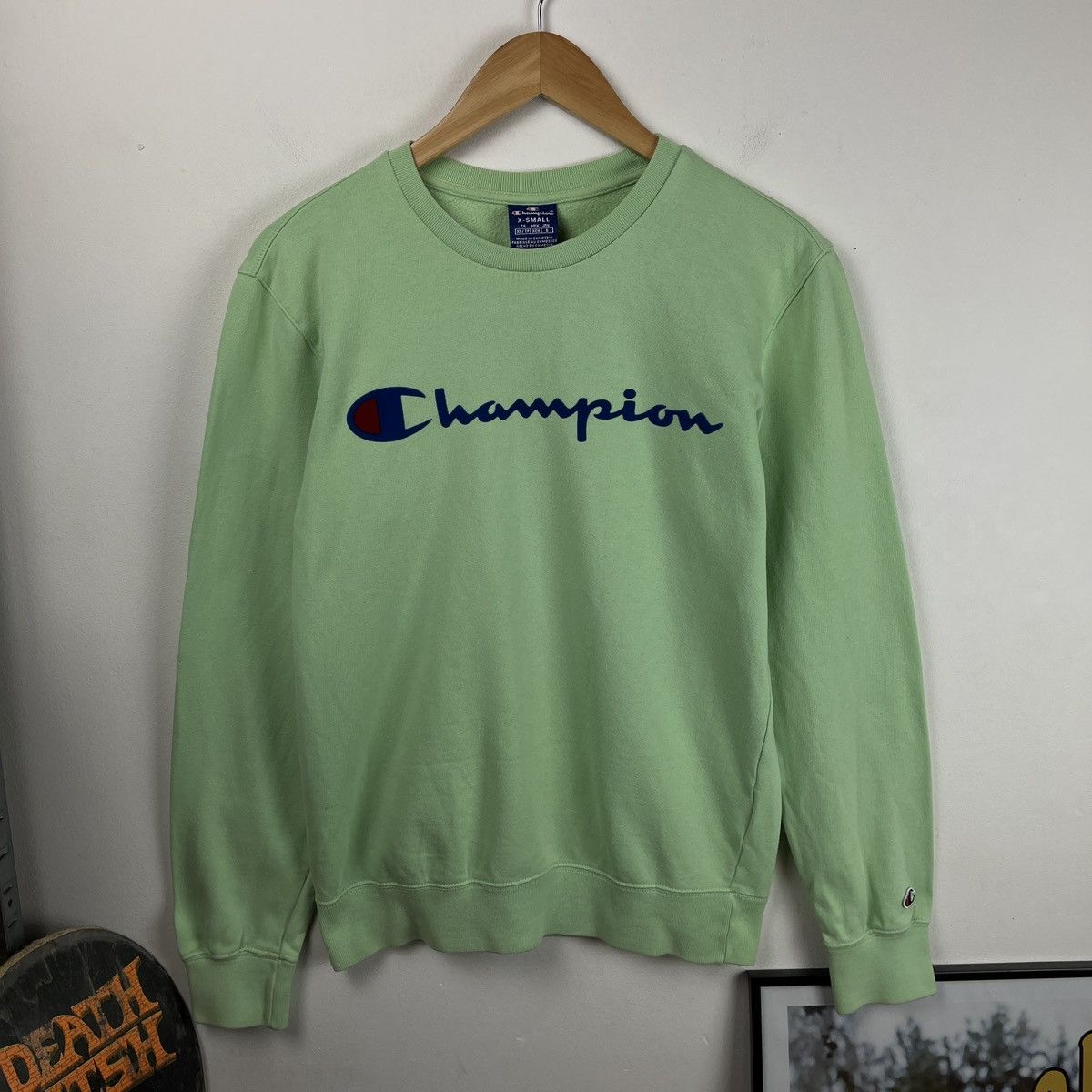 Champion Champion Sweatshirt Mint Big Logo USA Vintage 90s Rap Sport Size US S / EU 44-46 / 1 - 1 Thumbnail