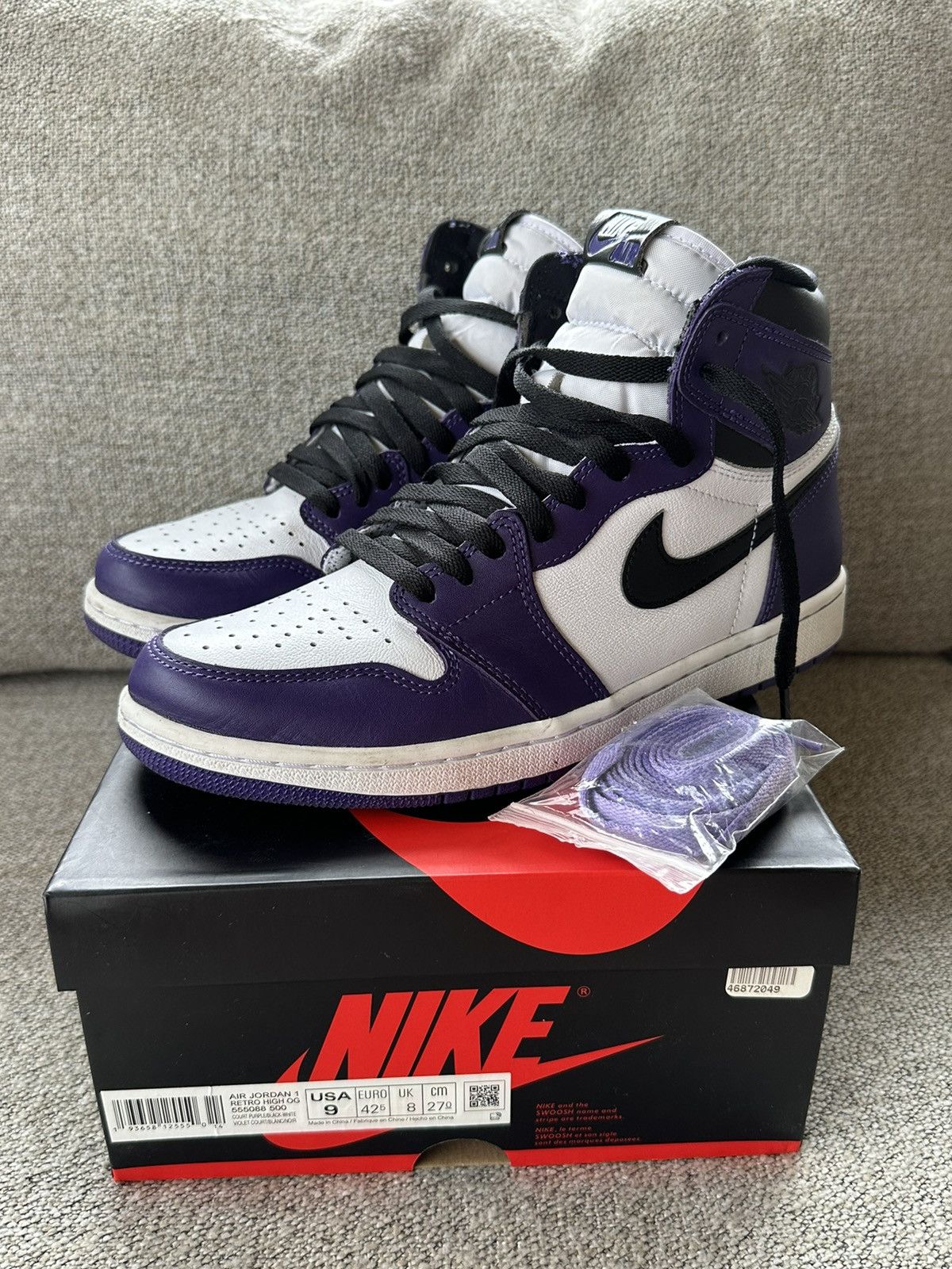 image of Jordan Brand 1 High Court Purple 2.0 Shoes, Men's (Size 9)