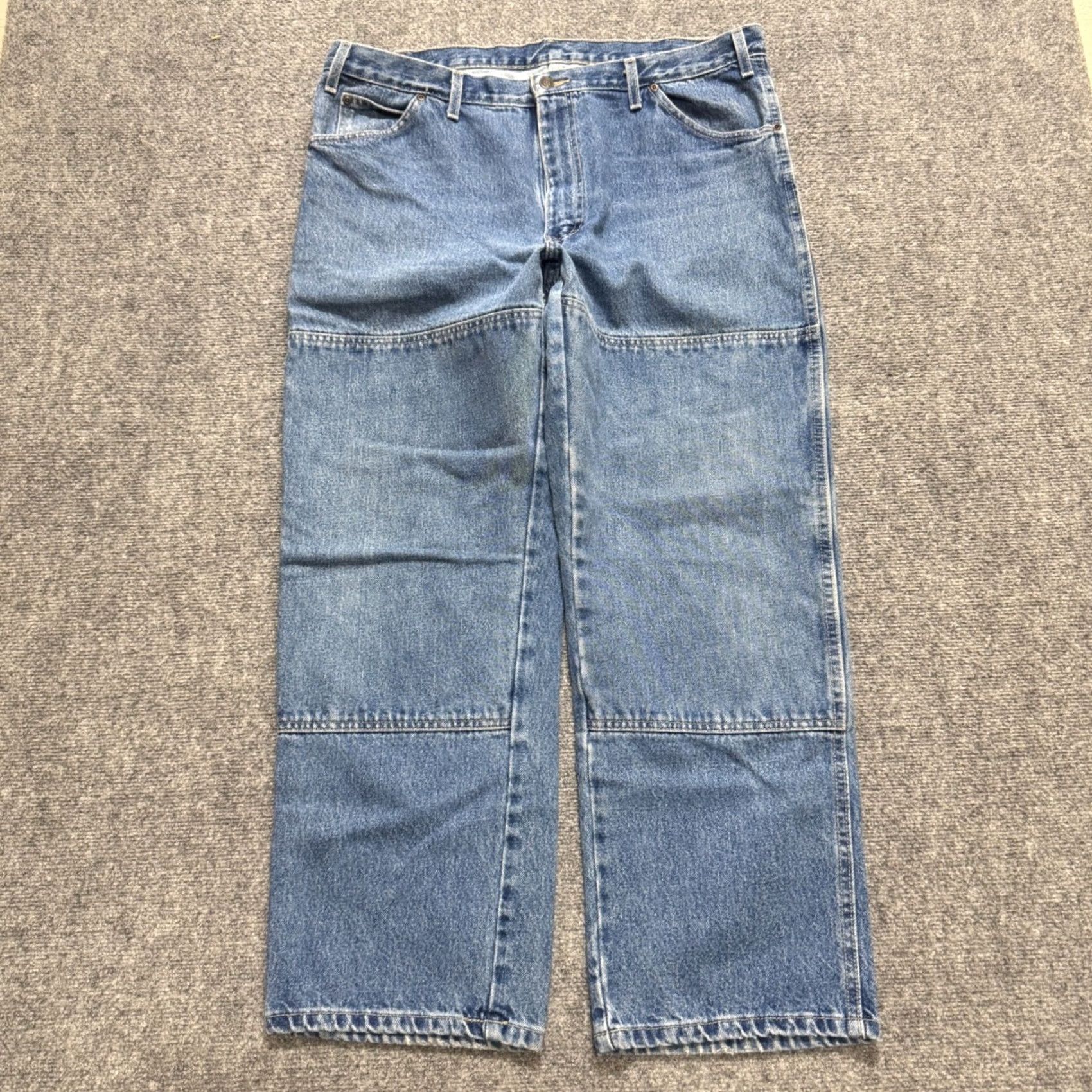 Dickies VTG Dickies Jeans Double Knee Men's 38x30 Dark Blue Denim Jeans Mens Regular 38 Dark Blue Distressed Vintage Dickies Jeans Size US 38 / EU 54 - 3 Thumbnail