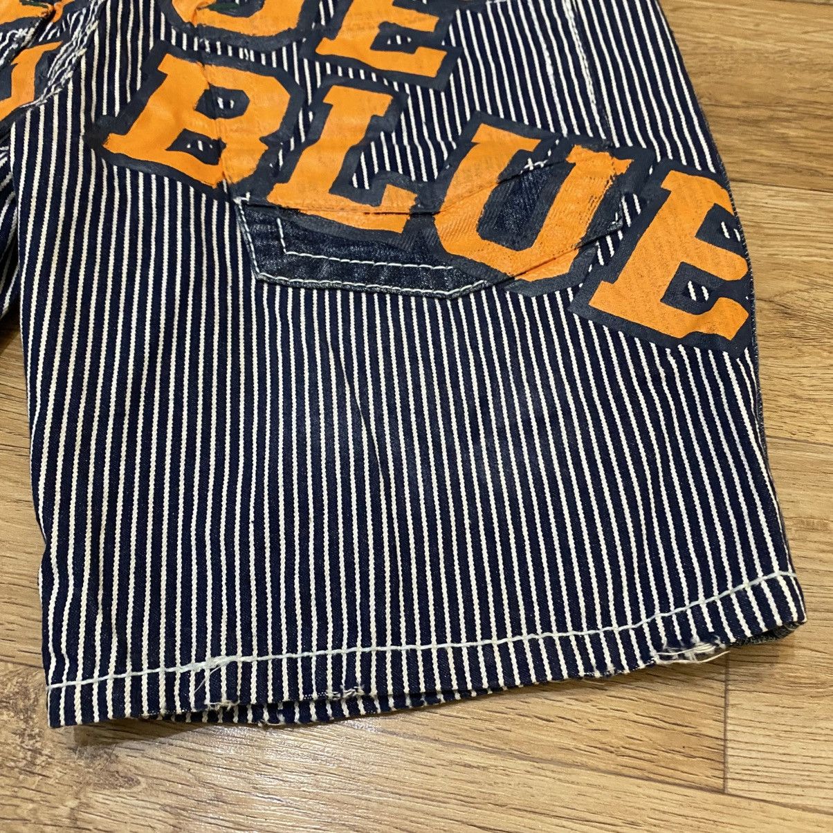 Hysteric Glamour 2000s Blue Moon Blue Hickory Back Big Logo Short Pants Size US 27 - 7 Thumbnail