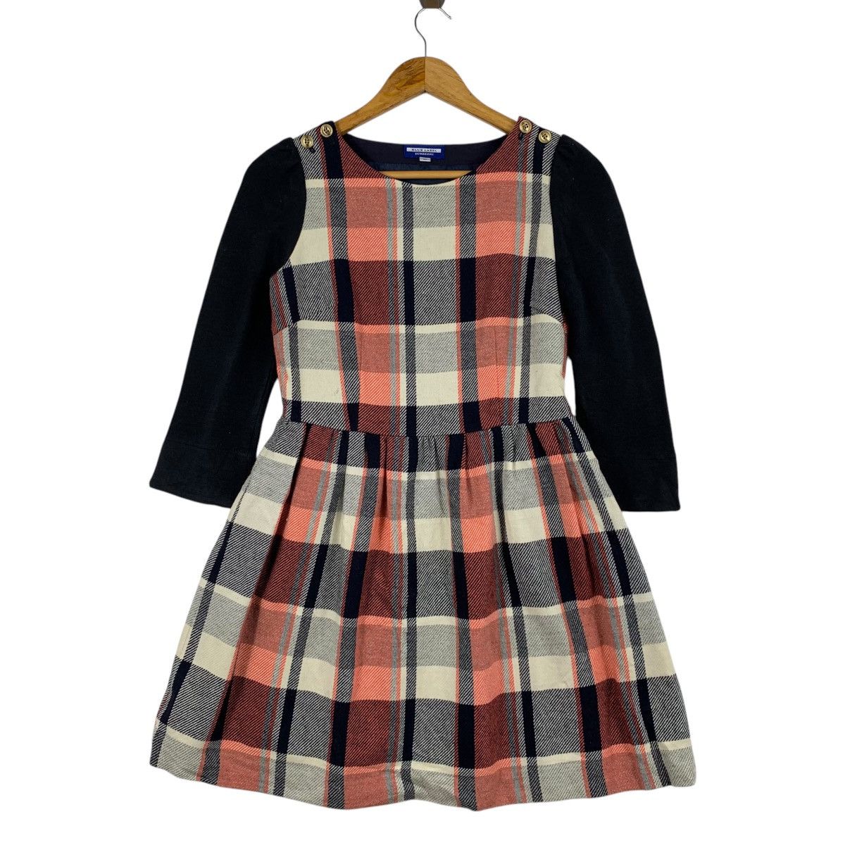 Burberry BURBERRY England Blue Label Designer Check Dress Long Sleeve Size S / US 4 / IT 40 - 1 Thumbnail