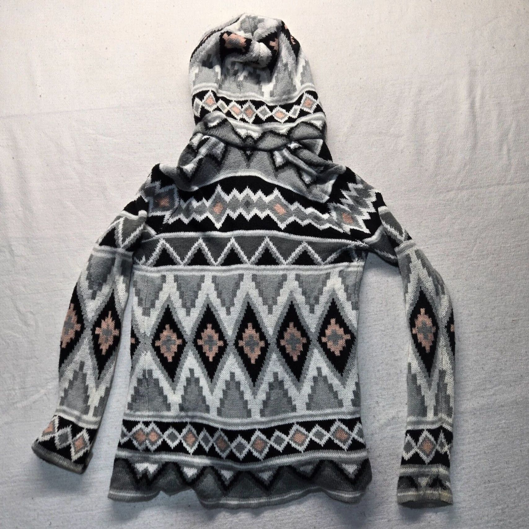 Vintage Vintage No Boundaries Gray Aztec Hooded Cardigan Sweater Women’s M Fall Winter Geometric 90s Size M / US 6-8 / IT 42-44 - 7 Thumbnail