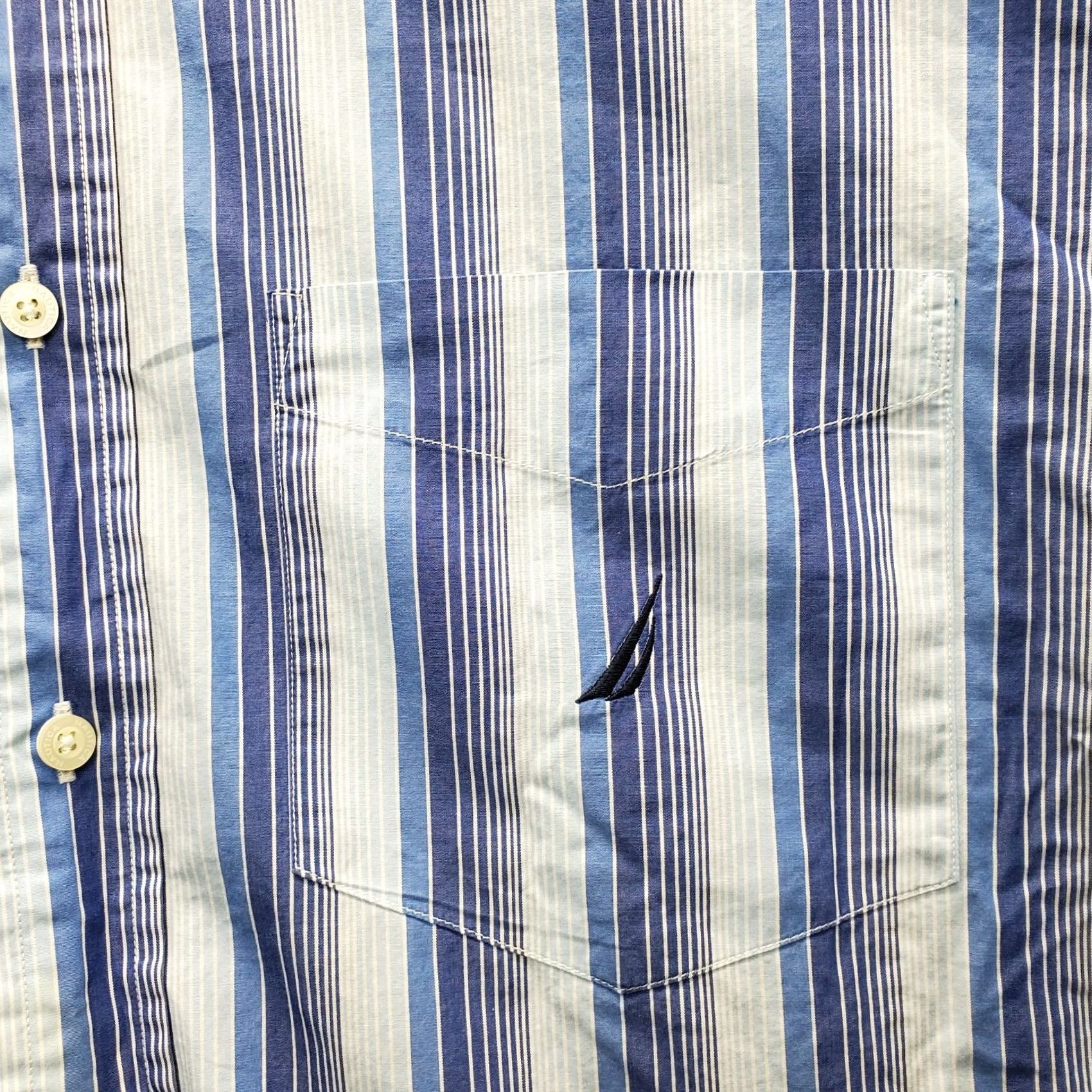 Nautica Nautica Shirt Men XL Multicolor Striped Slim Logo Embroidered Chest Pocket Collar Shirt Size US XL / EU 56 / 4 - 7 Thumbnail