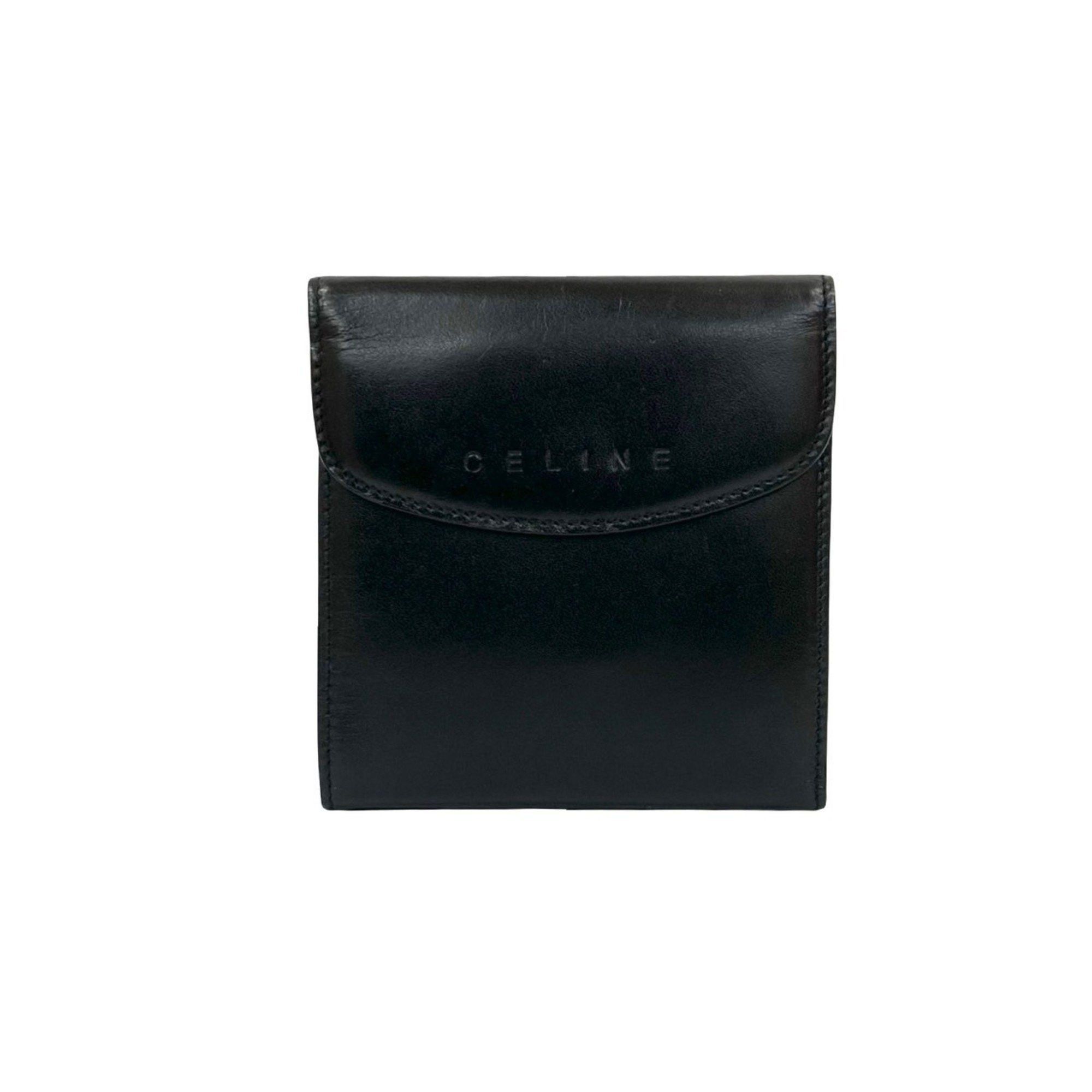 Celine CELINE Vintage Macadam Blason Pattern Leather Bifold Wallet in Black and Brown (35876) Size ONE SIZE - 1 Thumbnail