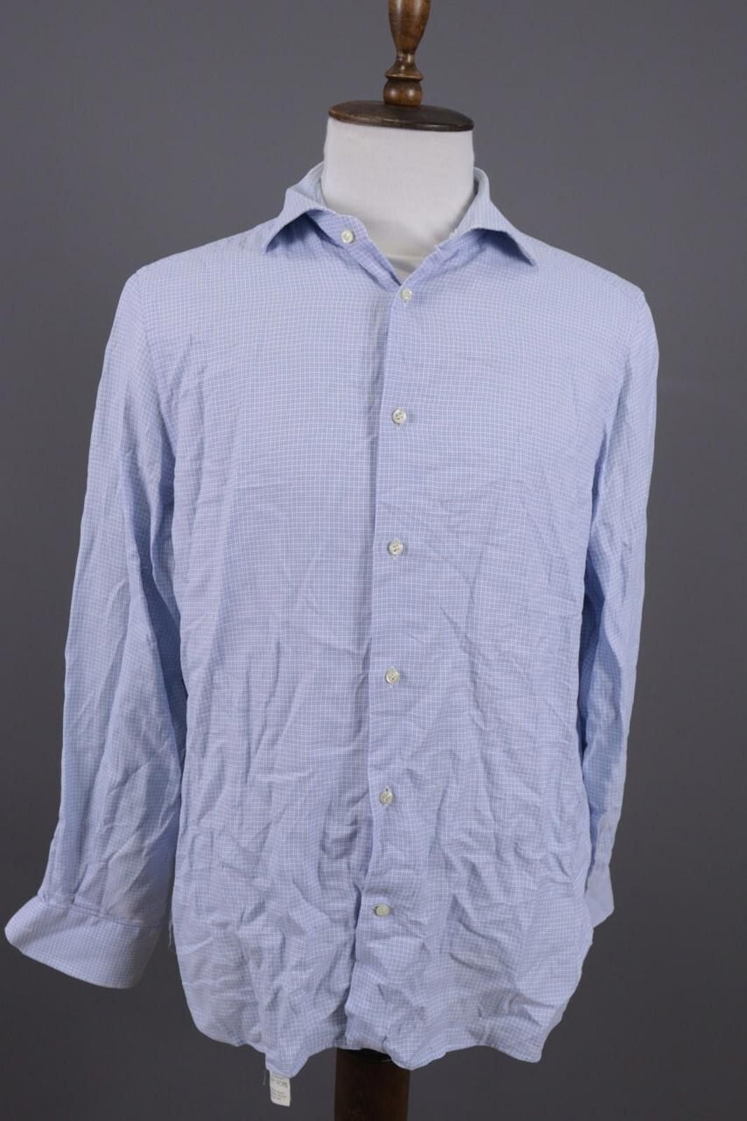 Designer Boggi Milano Tailored Fit Blue Down Shirt Size 43 / 17 Size US M / EU 48-50 / 2 - 1 Thumbnail