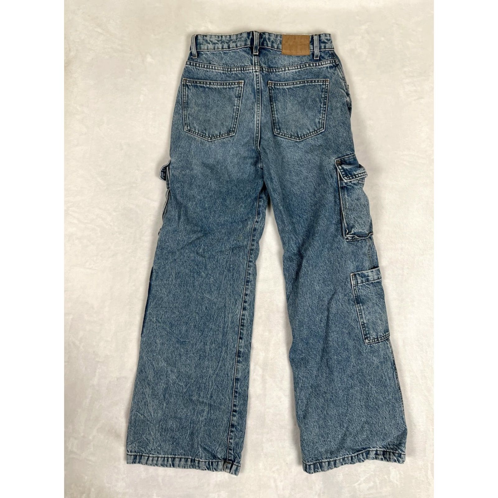 Cotton On Cotton On Cargo Wide Leg Jeans Womens 4 Blue Medium Wash Denim Baggy Size 27" / US 4 / IT 40 - 7 Thumbnail
