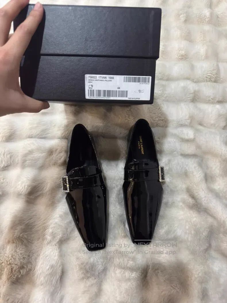 Saint Laurent Paris Saint Laurent Paris Crystal Buckle Loafers Size US 11 / EU 44 - 6 Thumbnail
