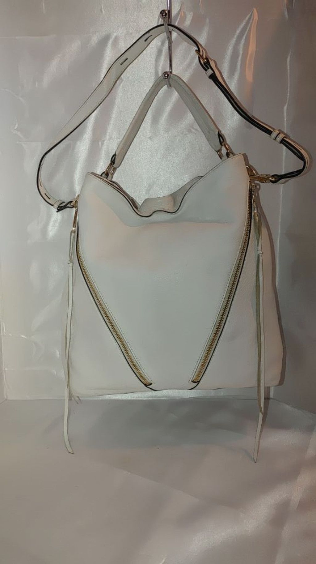 Rebecca Minkoff Rebecca Minkoff Moto Double Zip White Leather Hobo Bag Size ONE SIZE - 2 Thumbnail