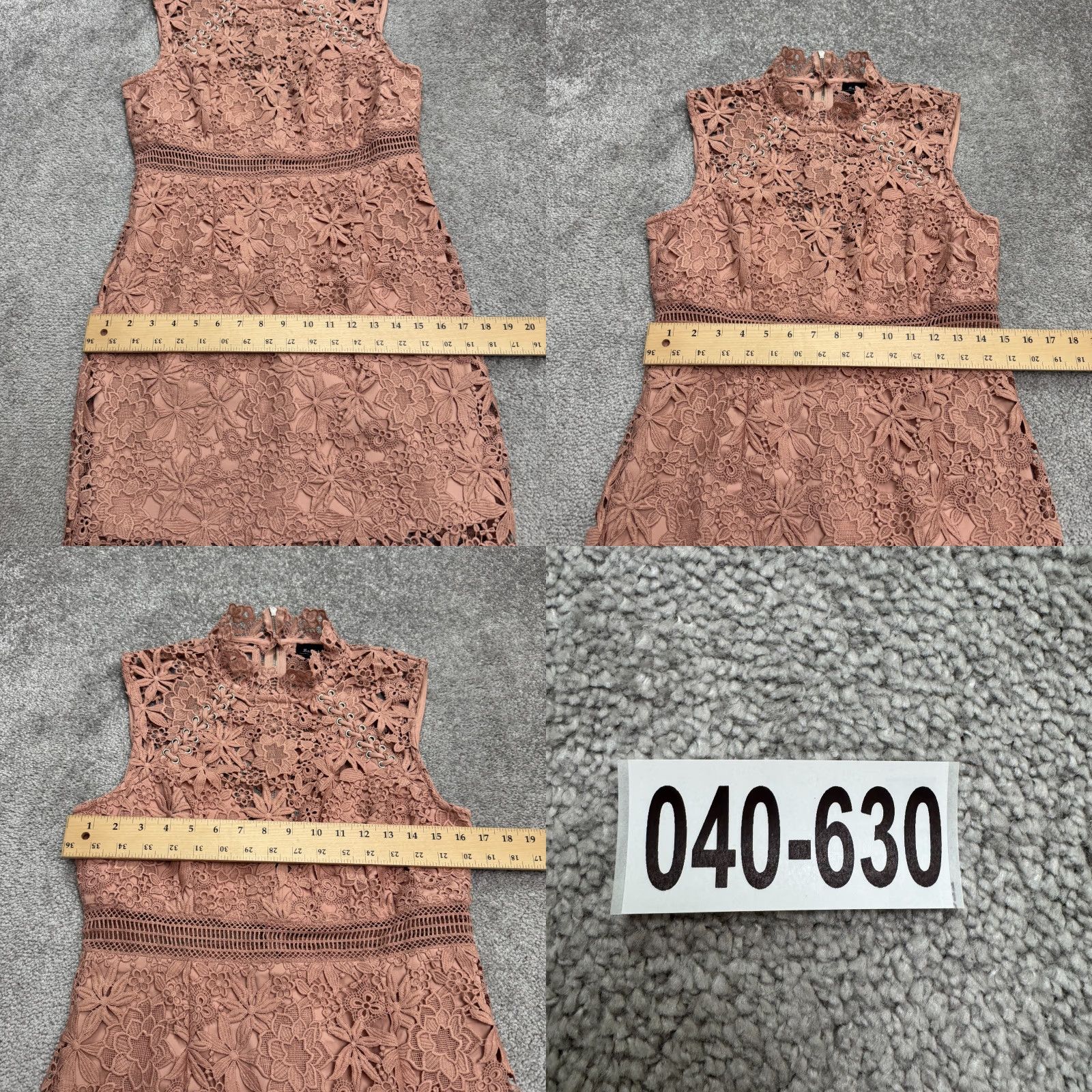Neiman Marcus Bardot Floral Lace Mock Neck Sheath Dress Women 8 Blush Pink Sleeveless Cocktail Black Knit Zoned Sleeve Strappy? Size L / US 10 / IT 46 - 9 Thumbnail