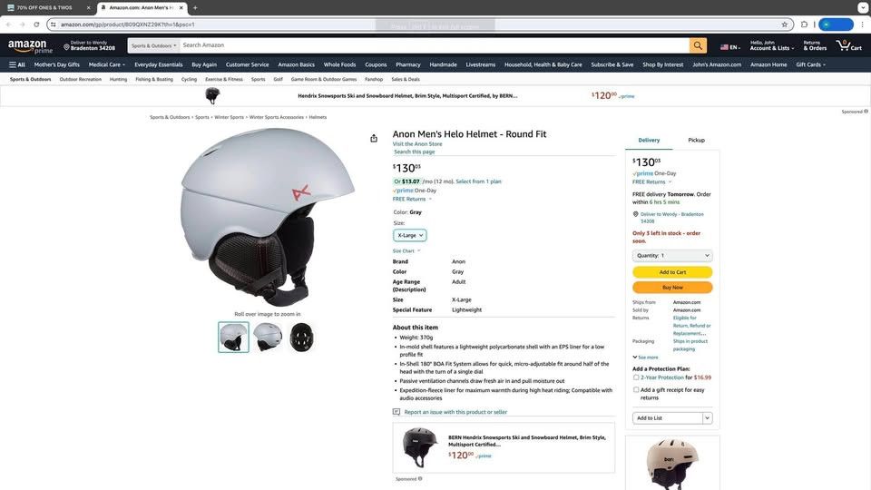 Other Anon Men's Helo Helmet - Round Fit, Gray, X-Large Size ONE SIZE - 2 Thumbnail