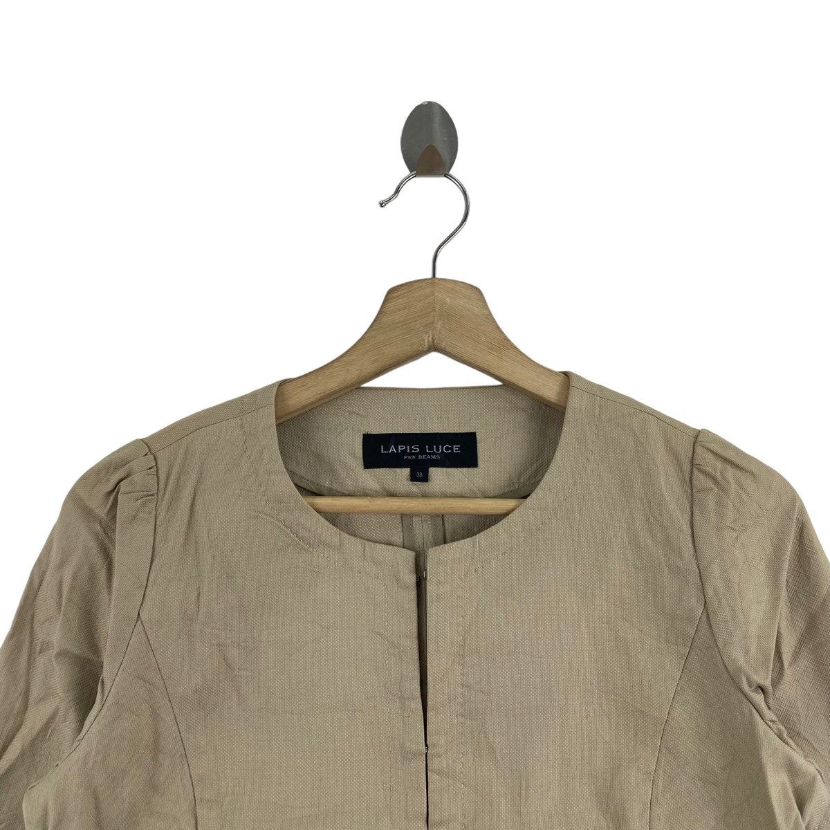 Japanese Brand LAPIS LUCE Per BEAMS Japanese Brand Tweed Beige Coat Size S / US 4 / IT 40 - 2 Thumbnail
