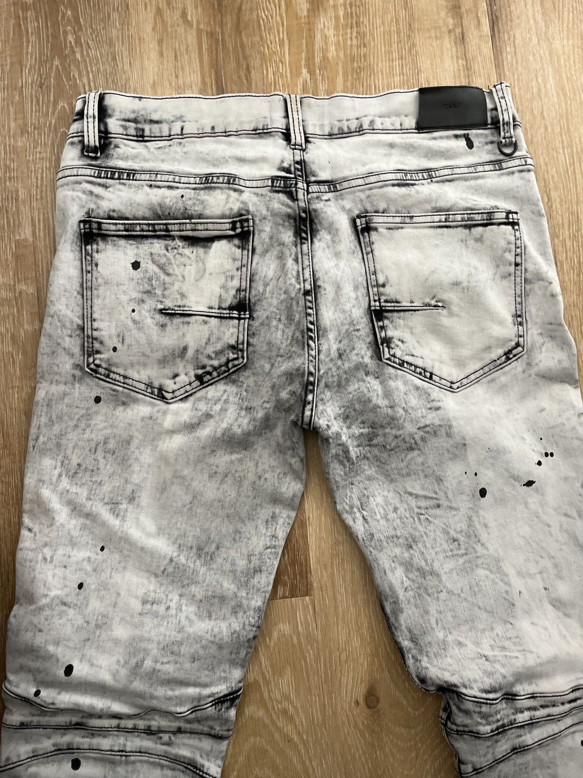 H&M KDNK Medium Grey White and black biker jeans used size 32x32 Size US 32 / EU 48 - 4 Thumbnail