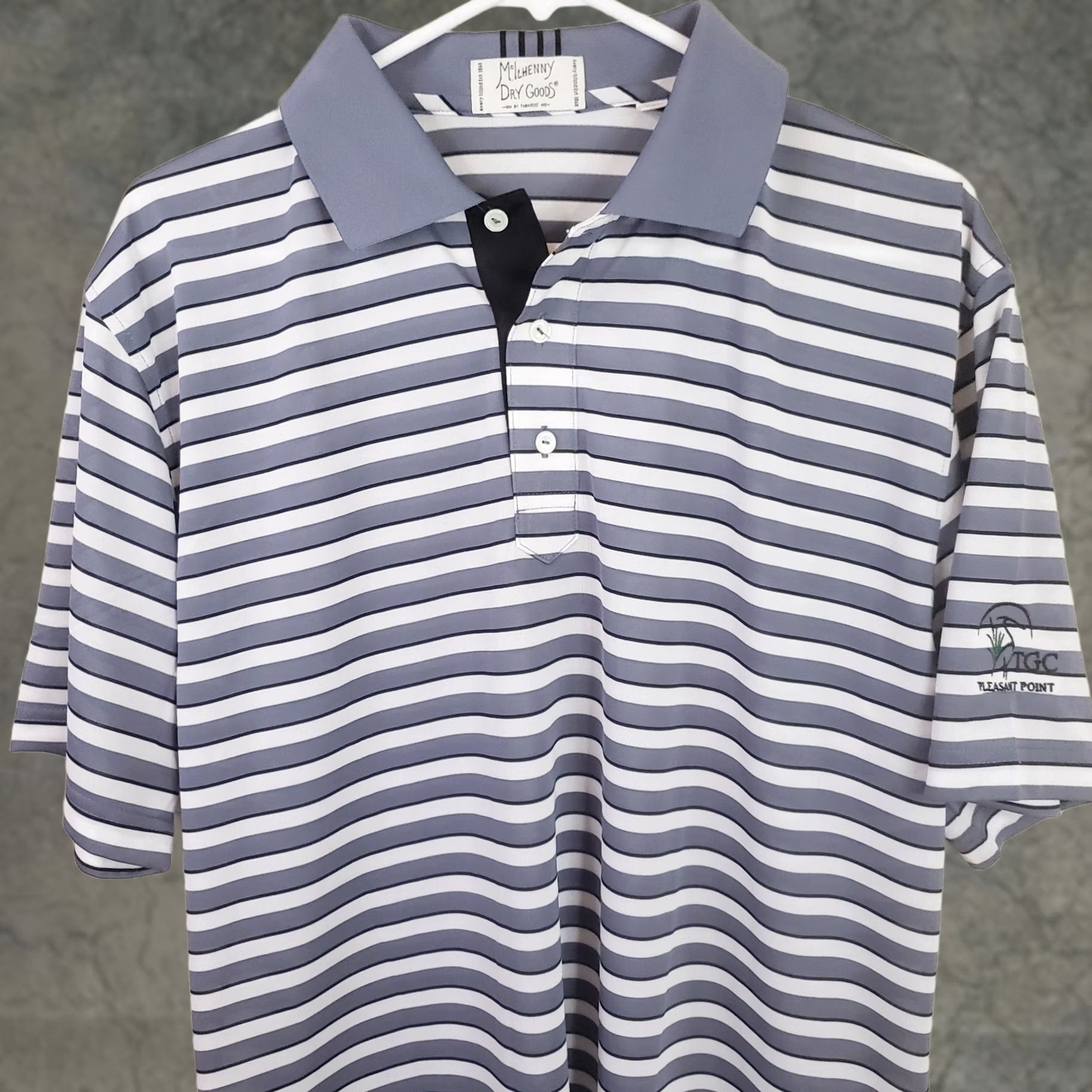 Vintage Tabasco Polo Shirt Golf Men M Gray Stripes Polyester Sport Travel Size US M / EU 48-50 / 2 - 1 Thumbnail