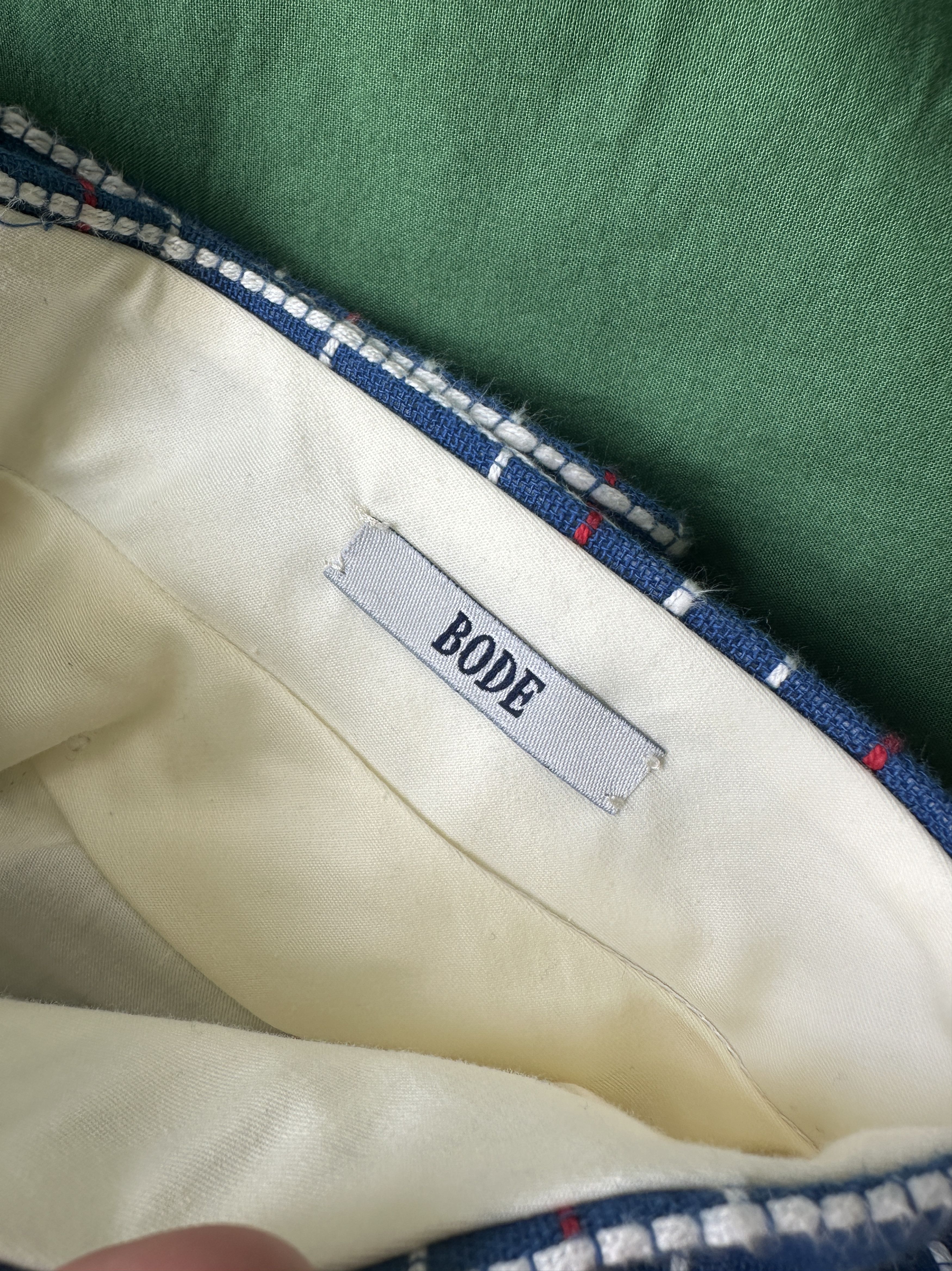 Bode BODE Navy Blue Embroidered Plaid Side Tie Trousers Size 29 Size US 29 - 6 Thumbnail