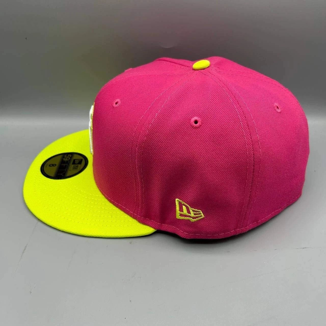 New Era New York Yankees Hat Men 8 Pink Yellow MLB Fitted Cap New Size ONE SIZE - 5 Thumbnail