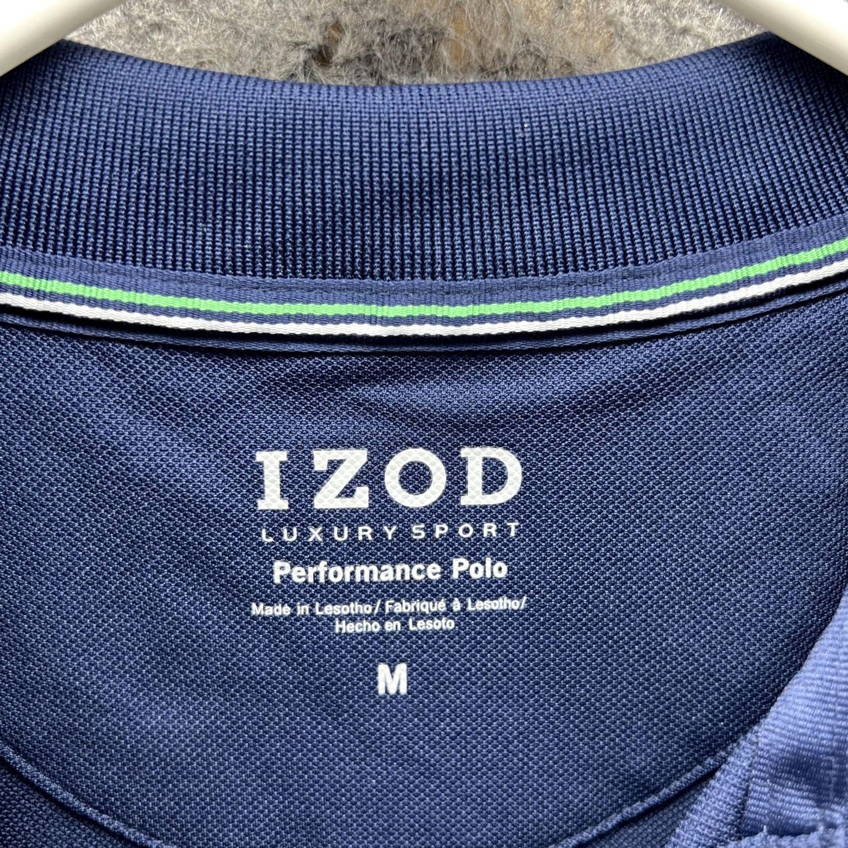 Izod IZOD Polo Shirt Men Medium Adult Blue Navy Performance Luxury Sport Polyester Shirt Short Sleeve Chest 40 Regular Fit Size US M / EU 48-50 / 2 - 6 Thumbnail