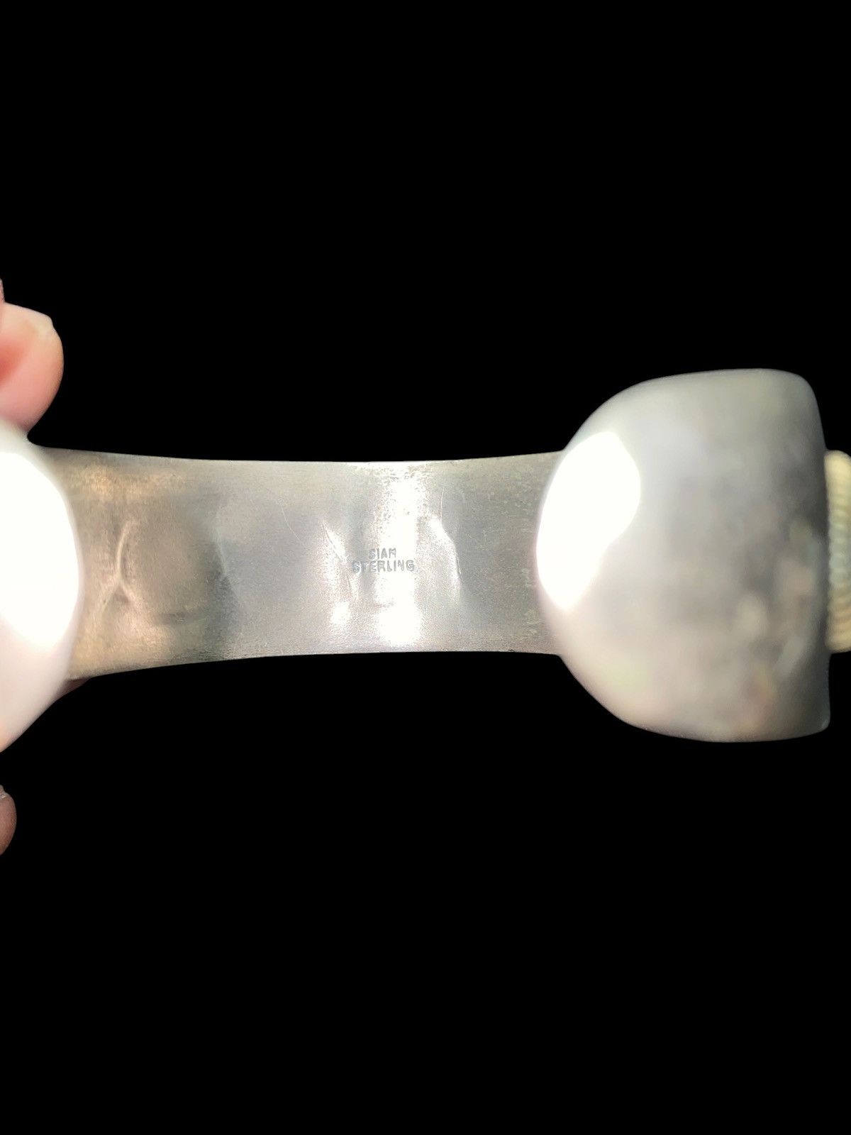 Sterling Silver Vintage 60s-70s Siam Sterling Silver Bracelet emerald green Size ONE SIZE - 8 Thumbnail