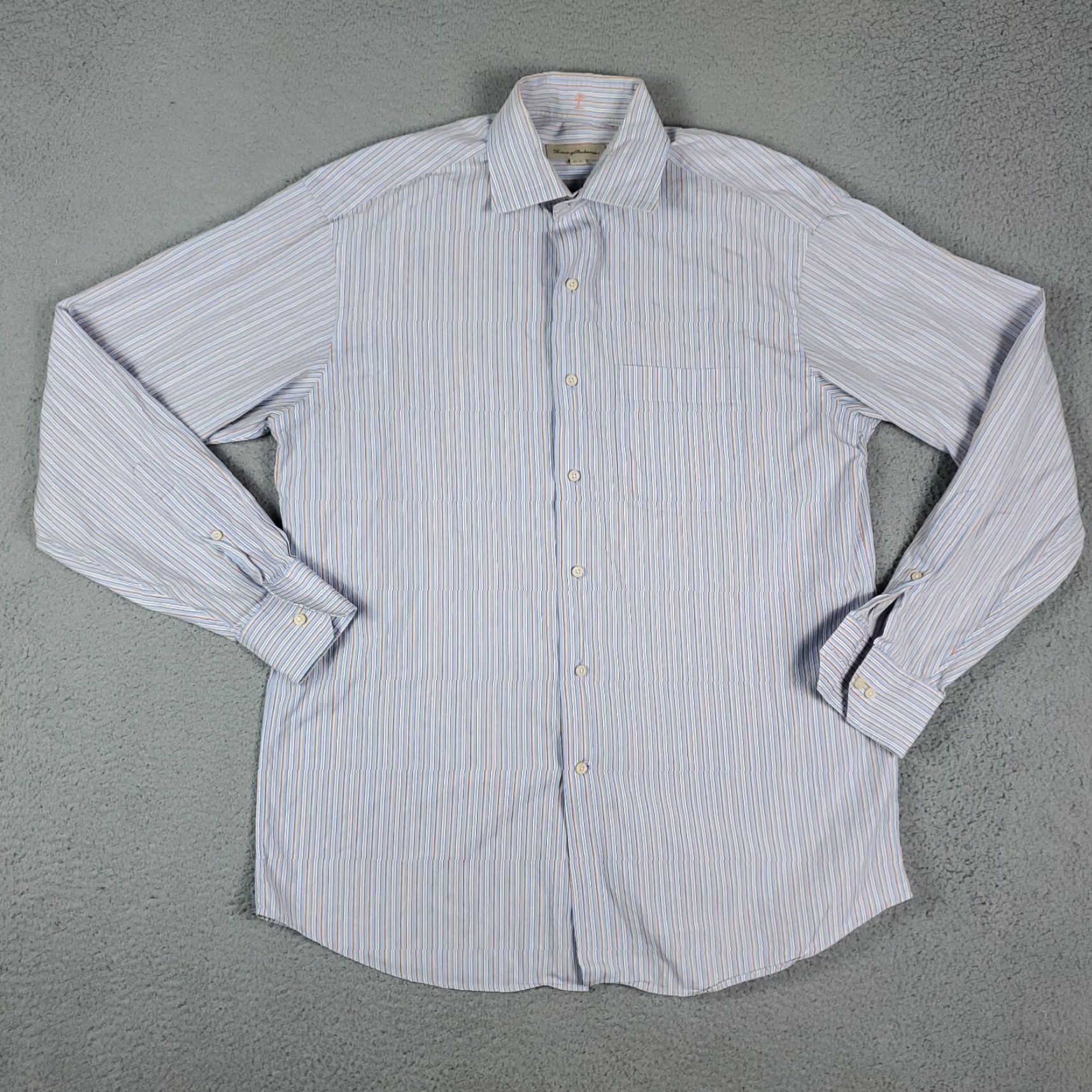 Tommy Bahama VINTAGE Tommy Bahama Dress Shirt Blue Striped 15.5 34/35 Long Sleeve Button Front Shirt Mens Regular 100% Cotton Size 40R - 3 Thumbnail