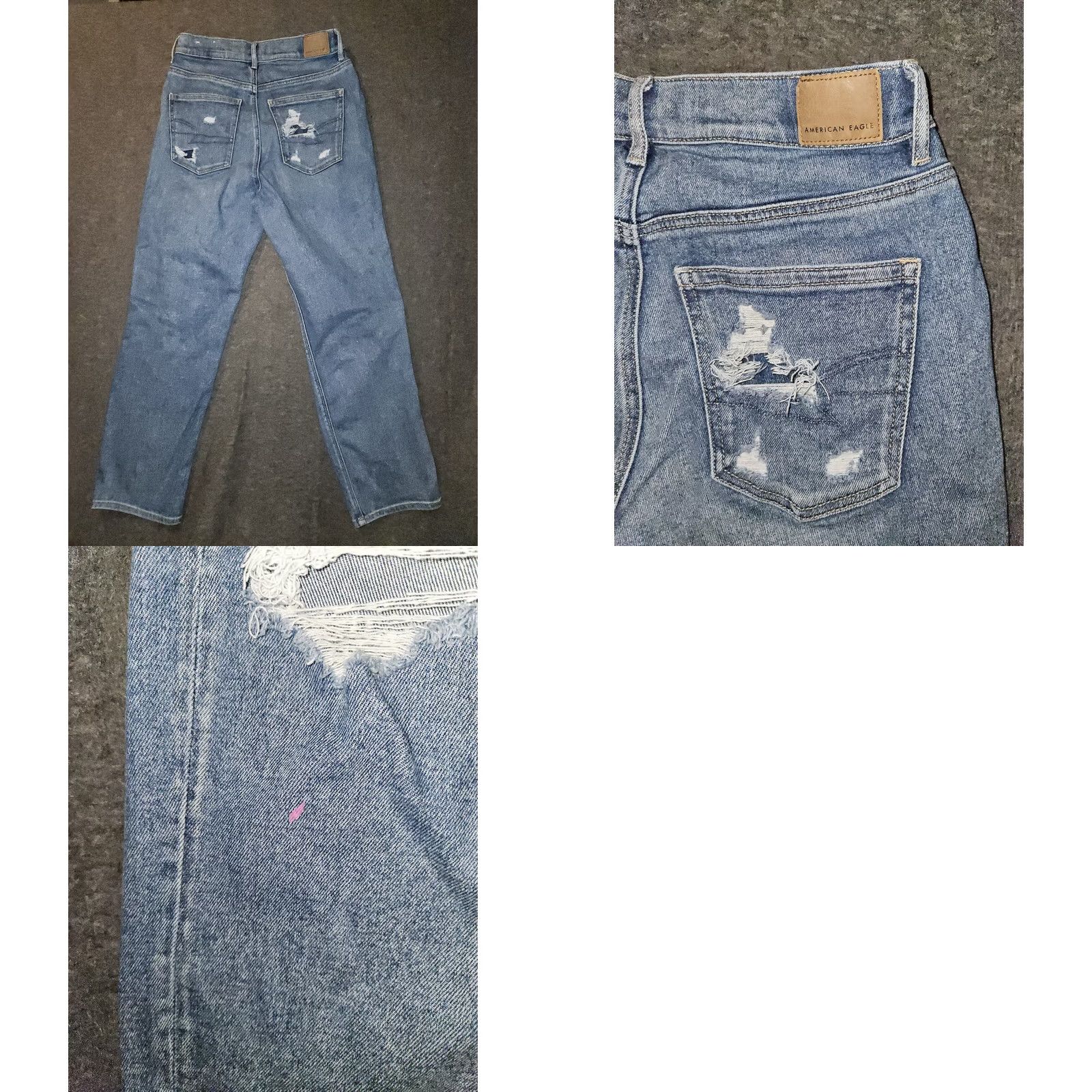 American Eagle Outfitters 90s Boyfriend Jeans - American Eagle High Rise 6 Wash Blue Distressed Y2K Size 28" / US 6 / IT 42 - 8 Thumbnail