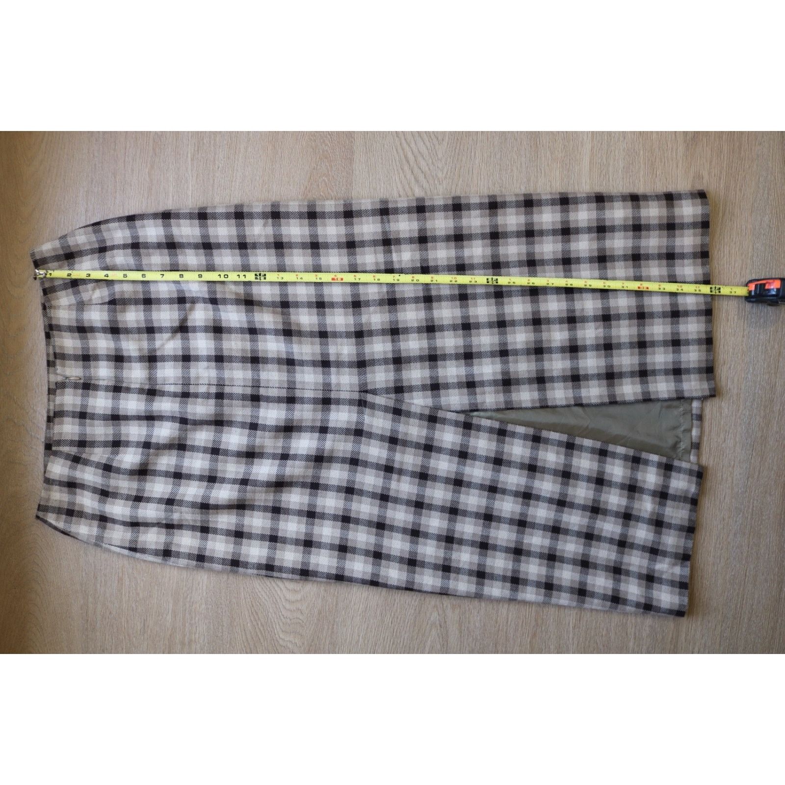 Other Beige and Brown Plaid Midi Pencil Skirt size 8 lined Size 30" / US 8 / IT 44 - 4 Thumbnail
