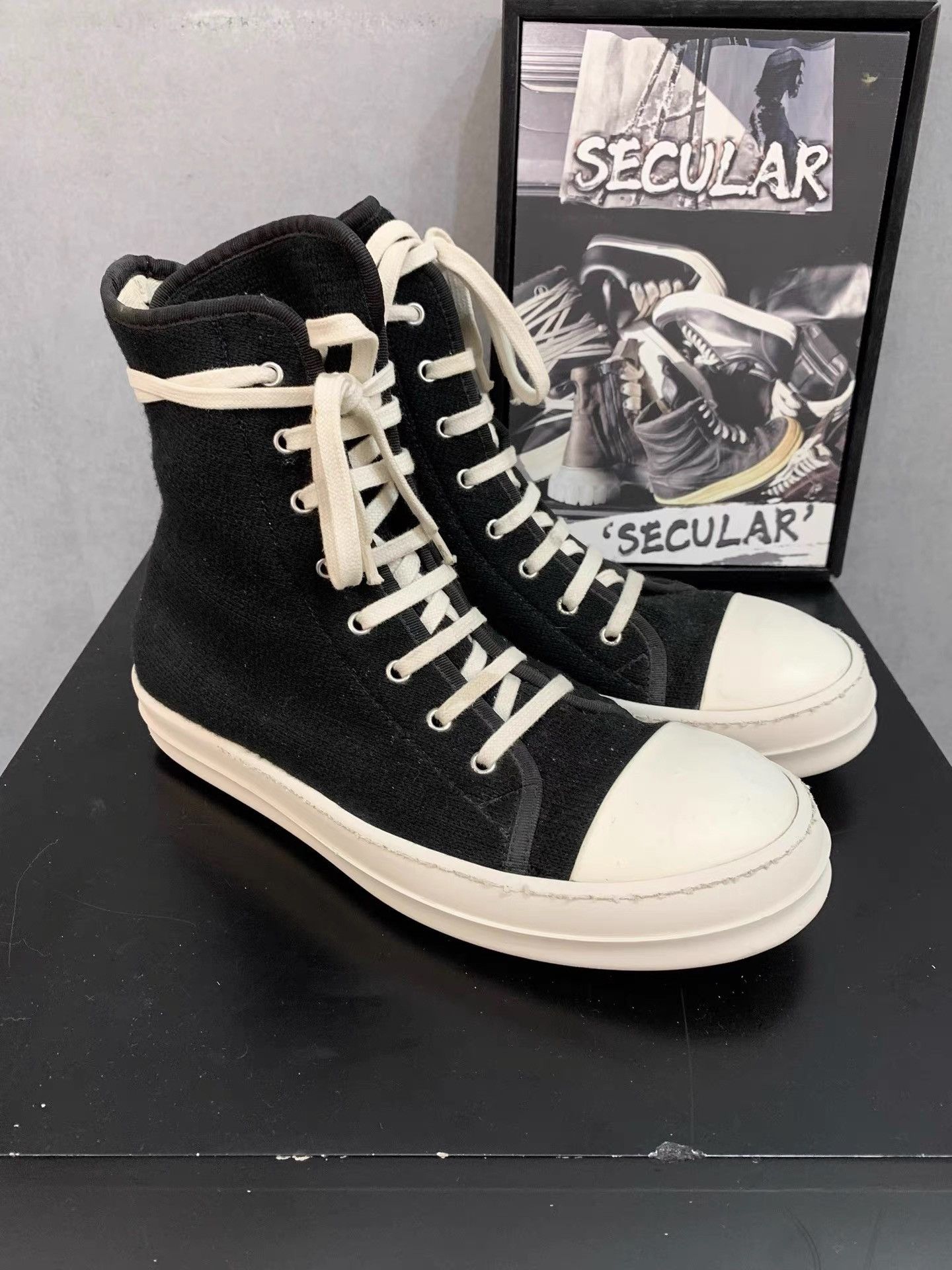 Rick Owens Rick Owens DRKSHDW Lambskin High-Top Sneakers K34 Size US 8.5 / EU 41-42 - 1 Thumbnail