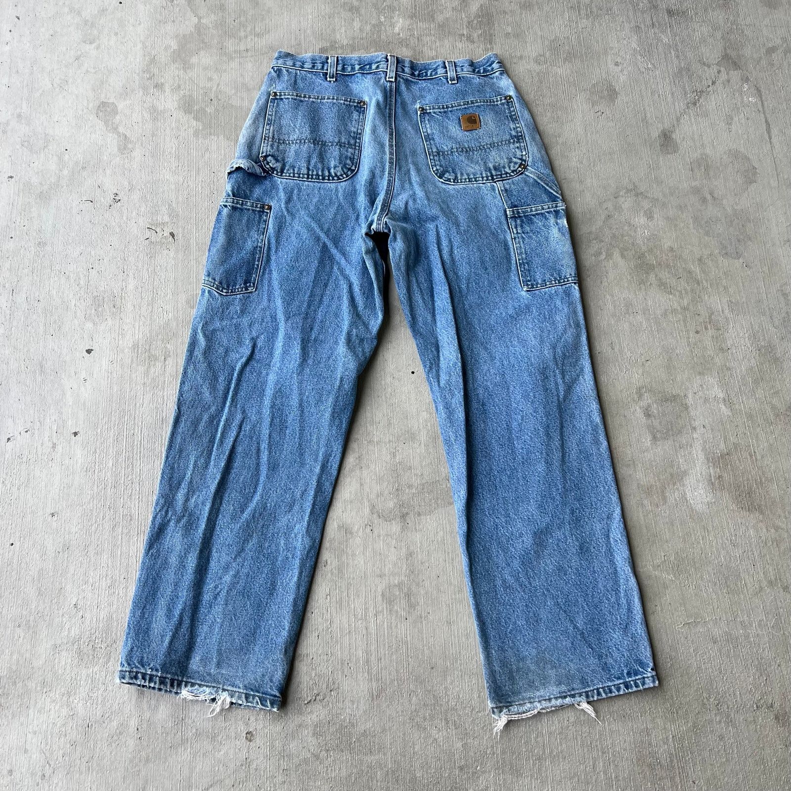 Carhartt × Vintage Carhartt blue denim jeans double knee work carpenter pants Size US 32 / EU 48 - 4 Thumbnail