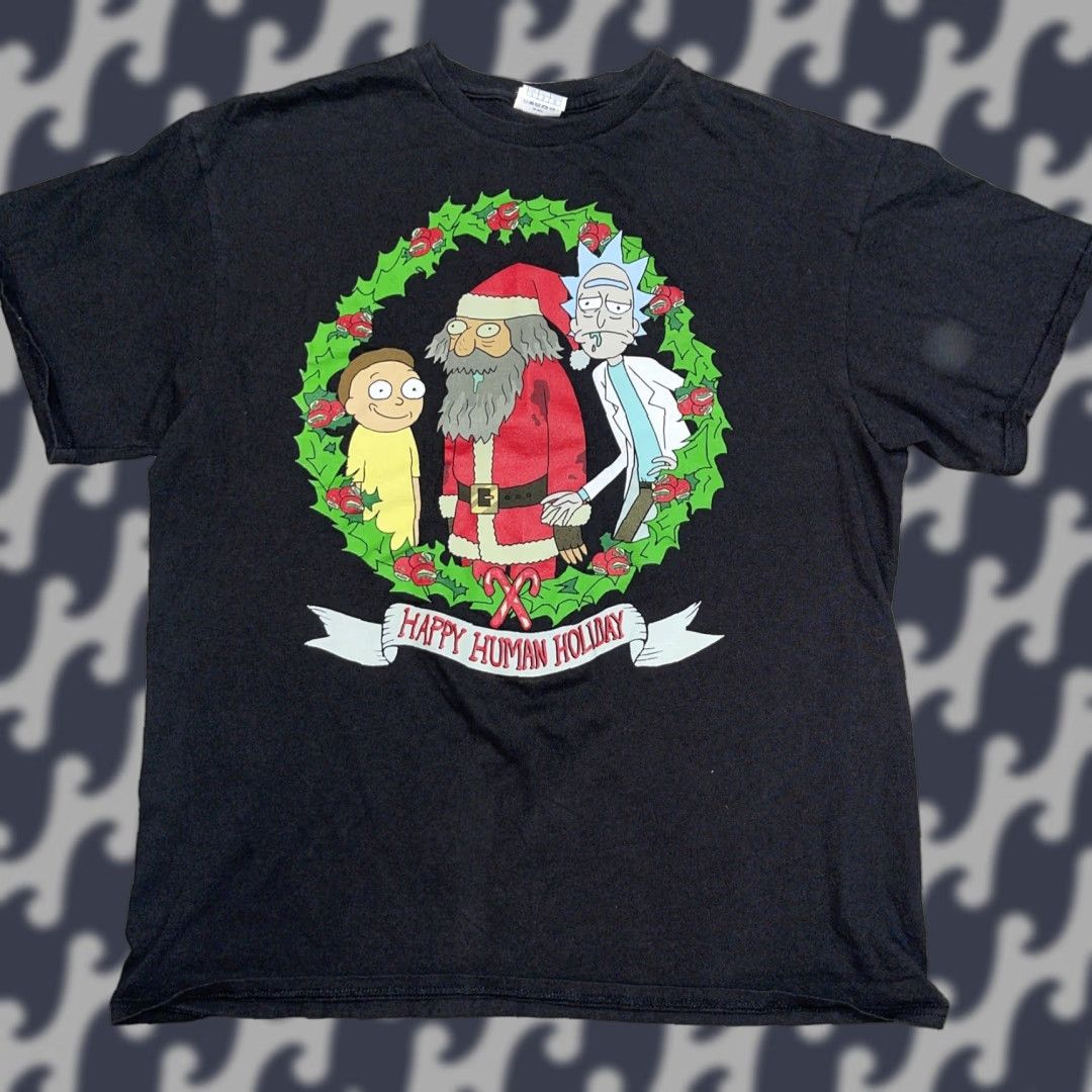 Vintage Rick & Morty T-Shirt Black Mens L Christmas Happy Human Day Cartoon Network Graphic Short Sleeve Crew Neck Size US L / EU 52-54 / 3 - 1 Thumbnail