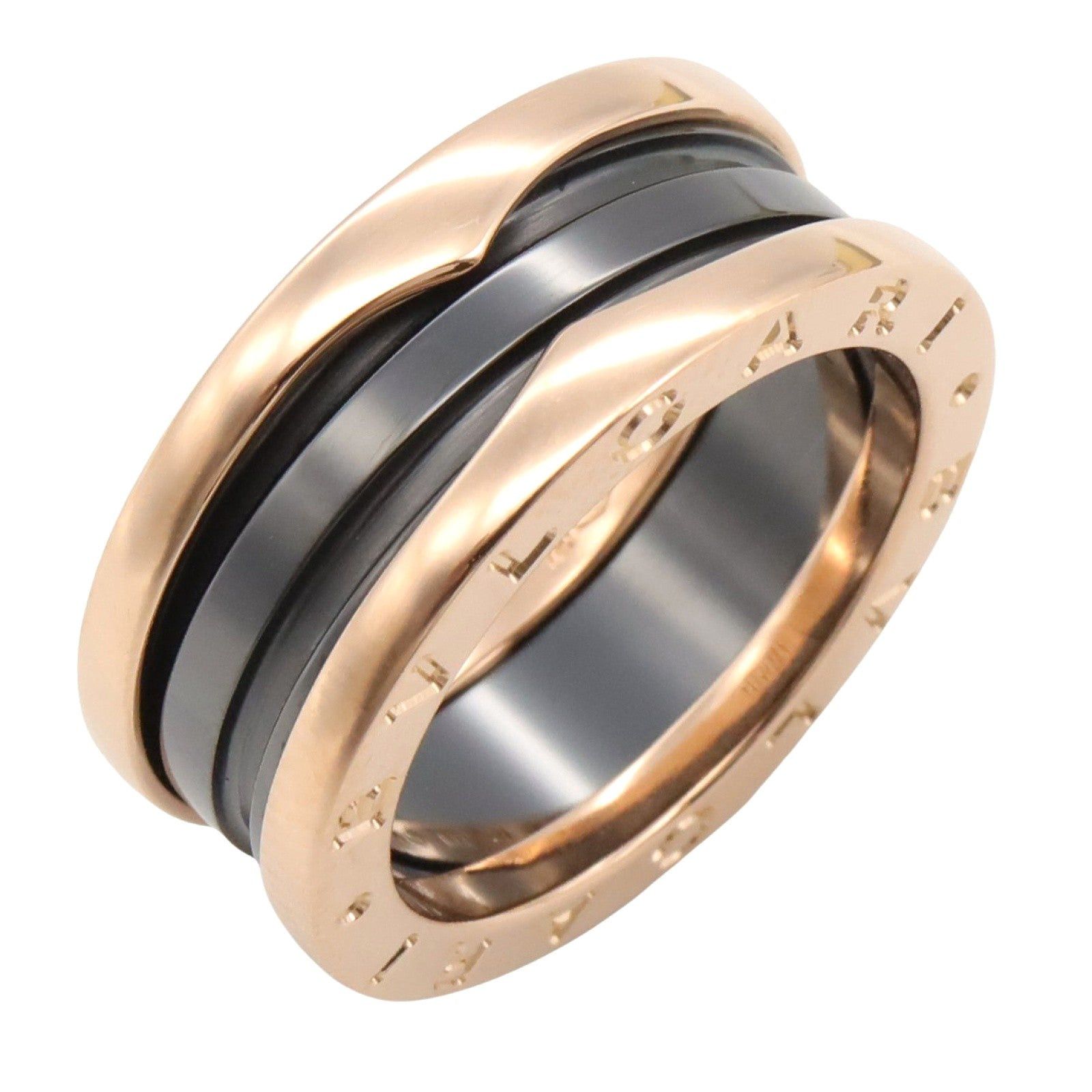 Bvlgari B Zero One Ring Ceramic K18Pg (Pink Gold) Black