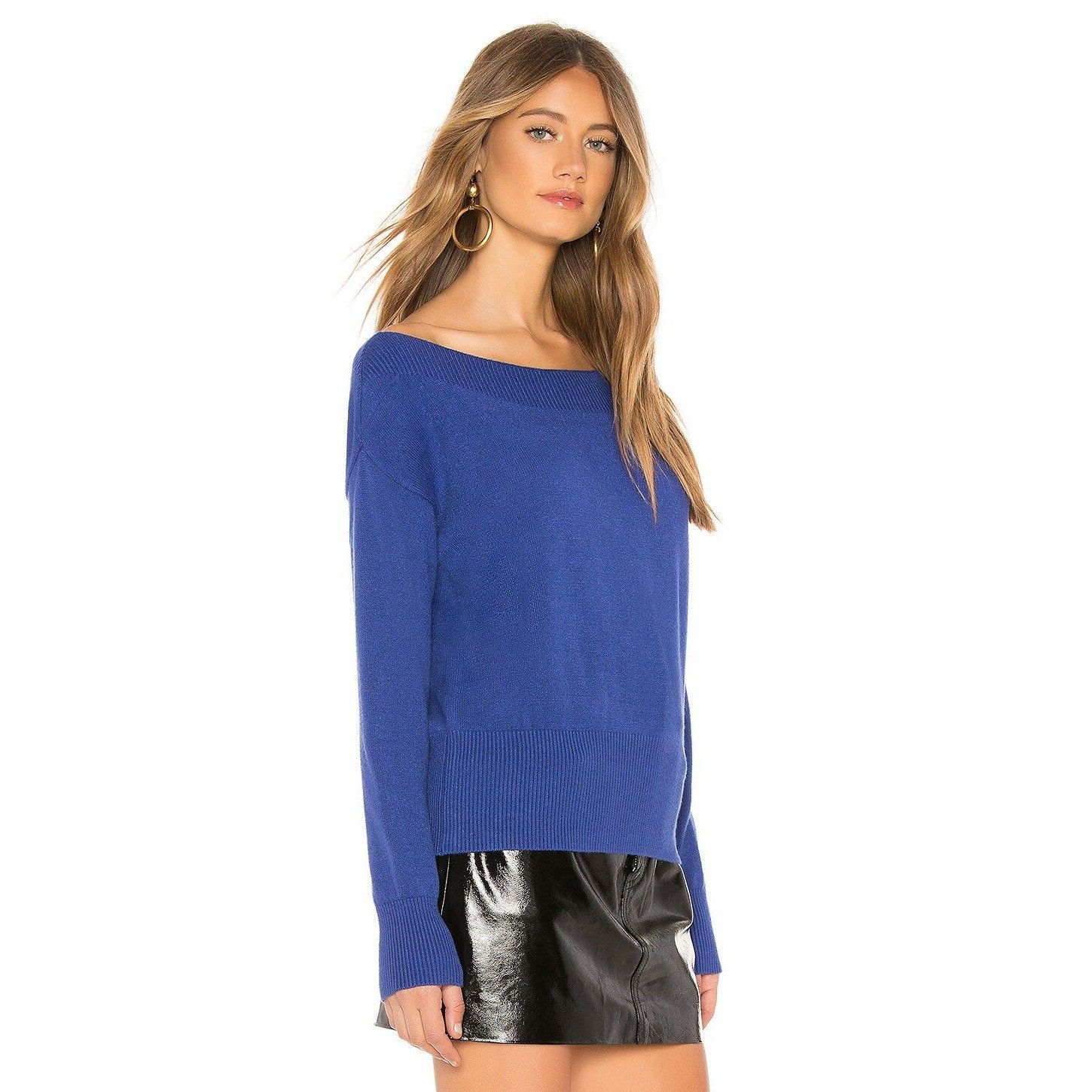 Lovers and Friends Lovers and Friends Luxe Cobalt Blue Off Shoulder Knit Sweate Size XXS / US 00 / IT 34 - 3 Thumbnail