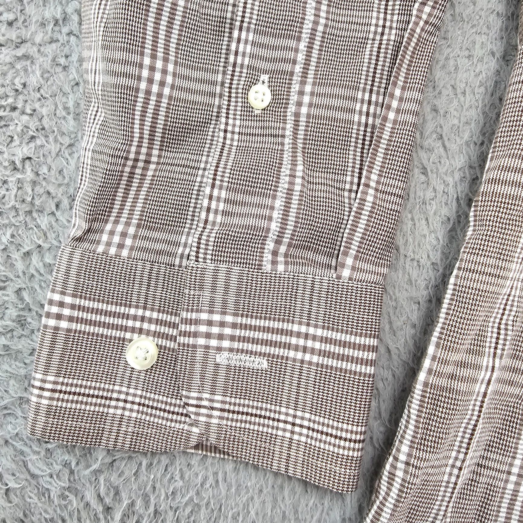 Stafford Stafford Dress Shirt Mens Size 16.5 32/33 Brown Check Fitted Travel Long Sleeve Shirt Size 46R - 5 Thumbnail