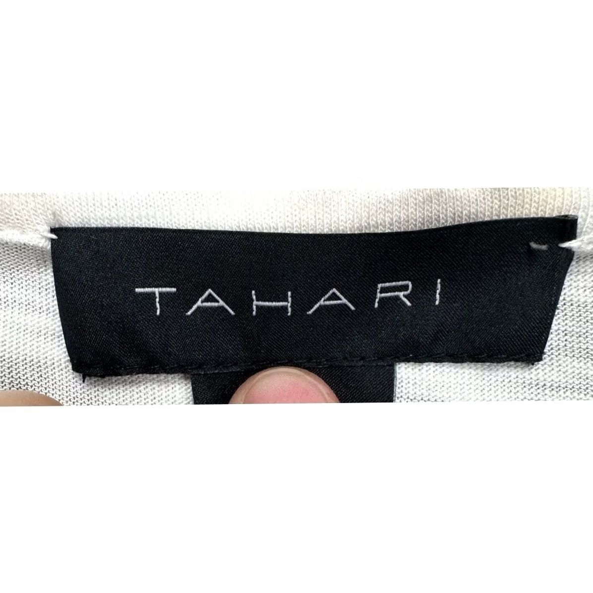 Vintage Tahari Top Womens 2X Plus White Grey Tie-Dye V-Neck Blouse Size XXL / US 16-18 / IT 52-54 - 3 Thumbnail