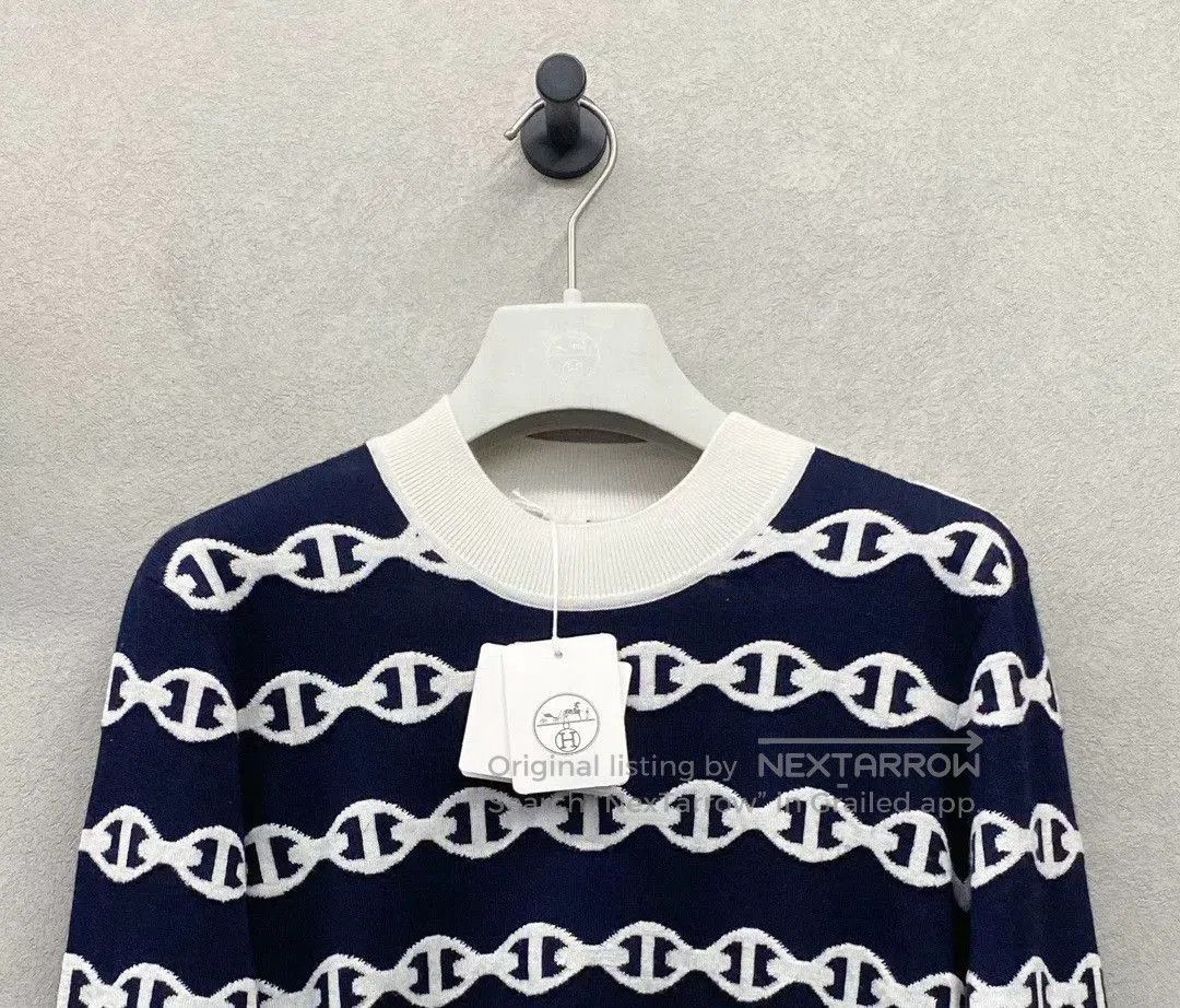Hermes Hermes Blue Black Intarsia Crewneck Sweater. Size US S / EU 44-46 / 1 - 5 Thumbnail