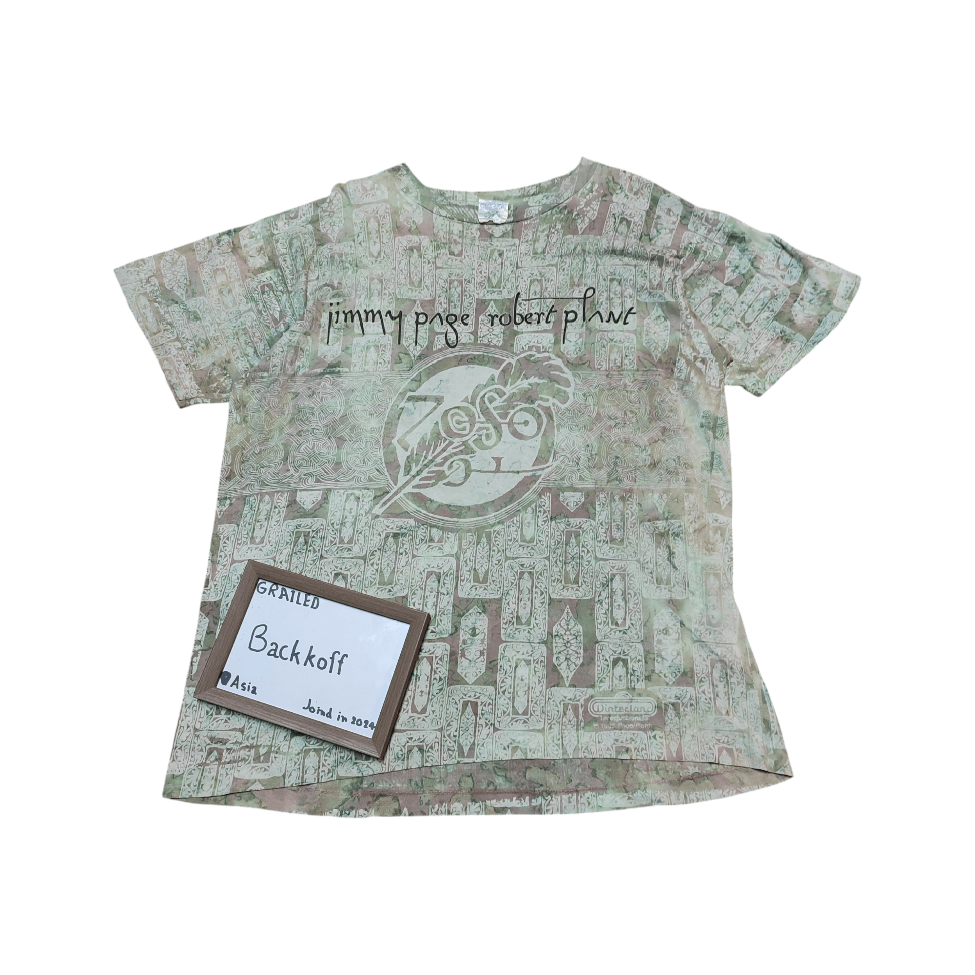 Band Tees × Vintage 1998 Page and Plant Shirt Led Zeppelin Travis